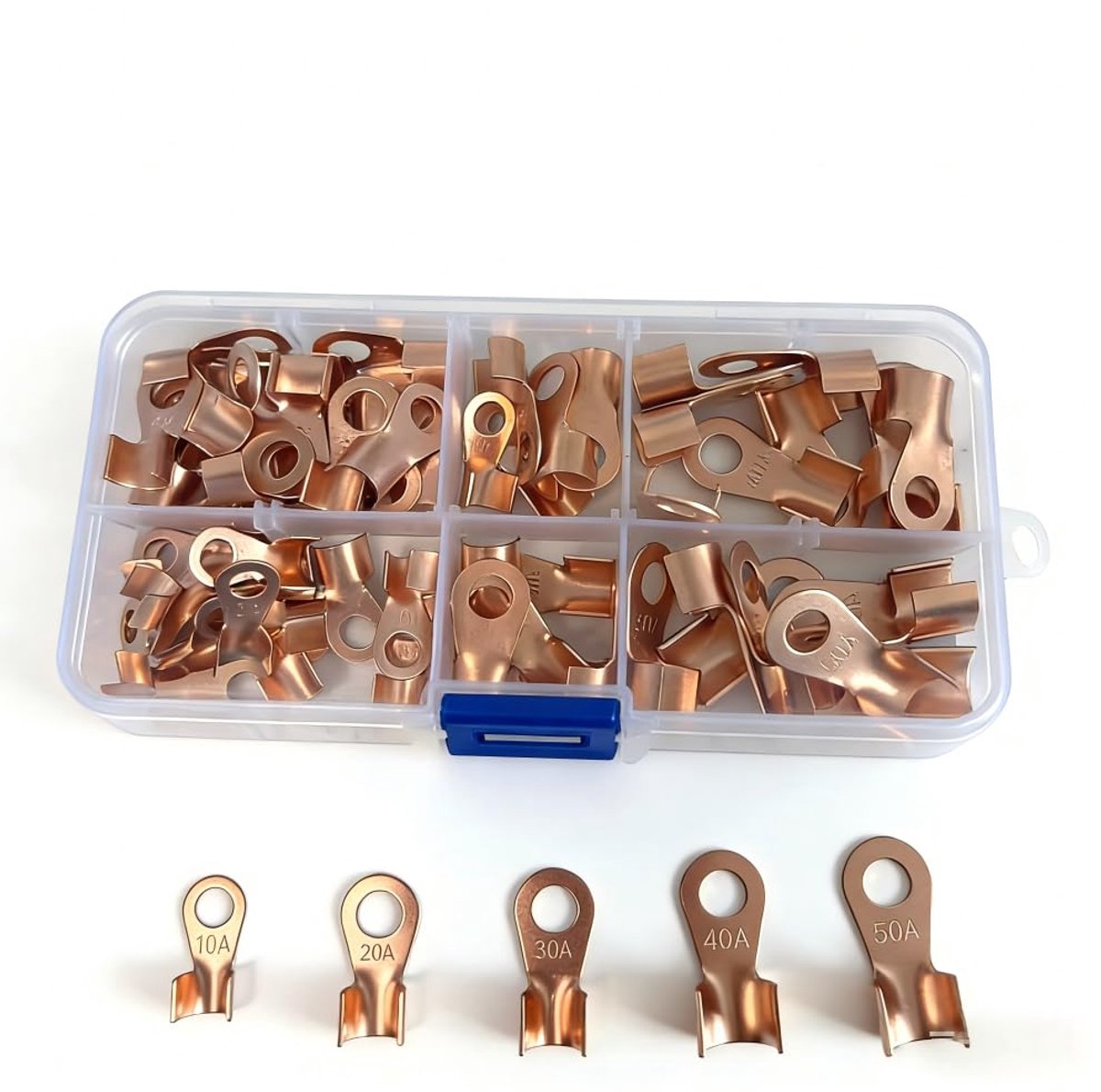 Set, 70 stuks, OT-type open krimpkabelschoenen, 10A-50A, elektrische krimpverbinders voor auto, marine, huishoudelijke bekabeling