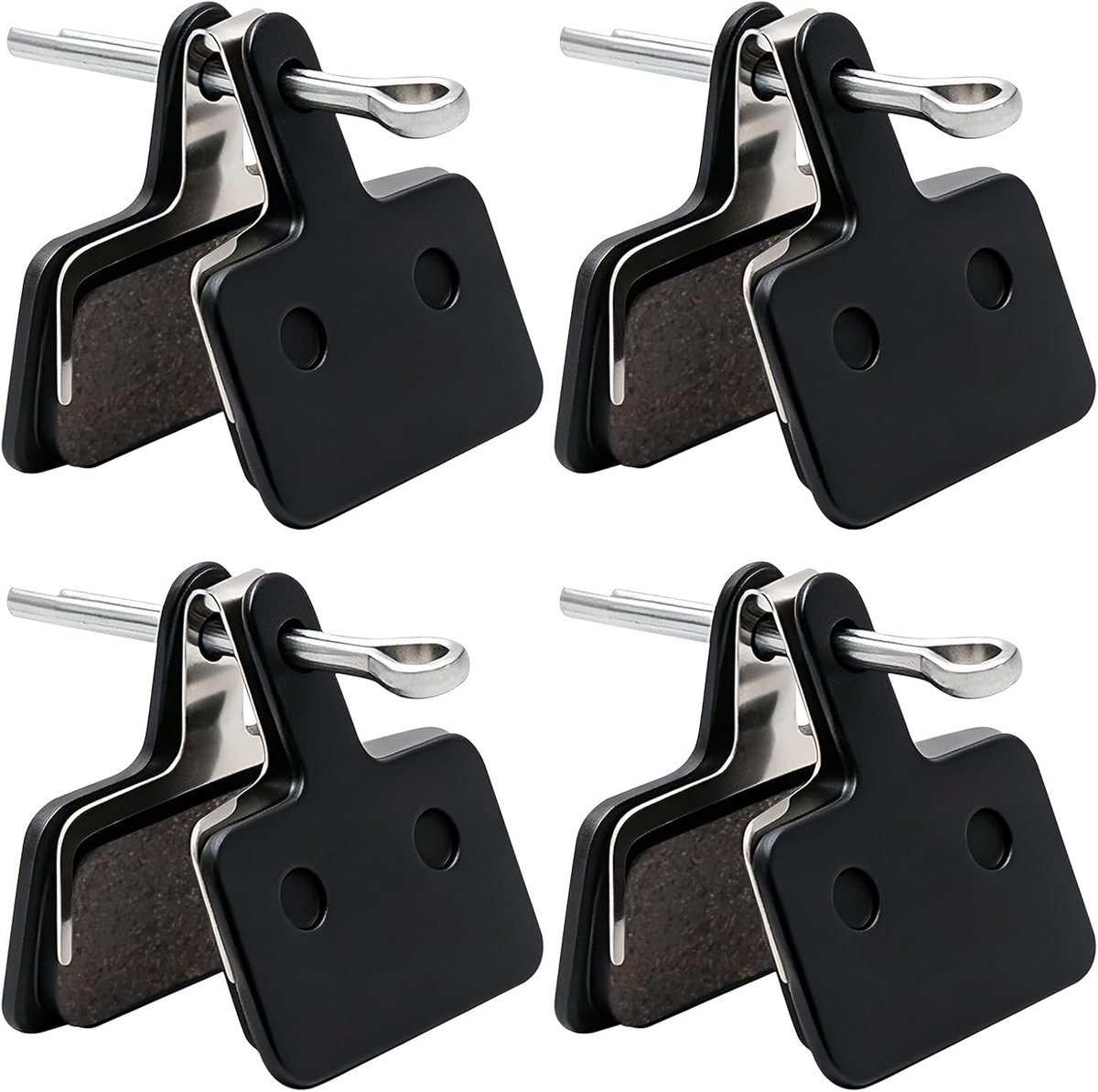 4 paar fietsremblokken, HVIHWI schijfremblokken, duurzaam, voor mountainbike, semi-metallic, geluidsarm, zwart