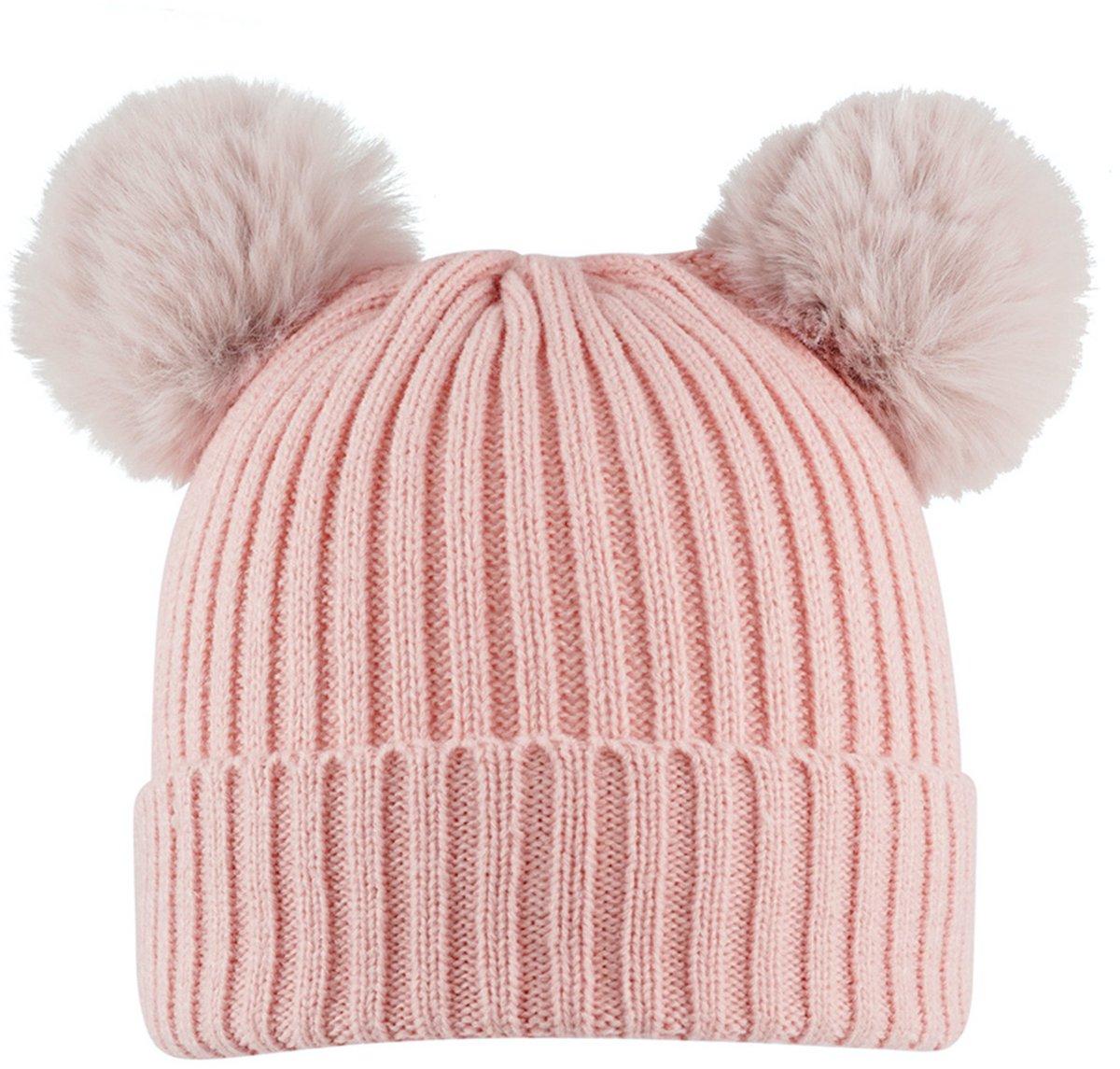 Muts met pompoms - Roze - Vrolijk en sierlijk - Warm - Viscose - Damesdingetjes