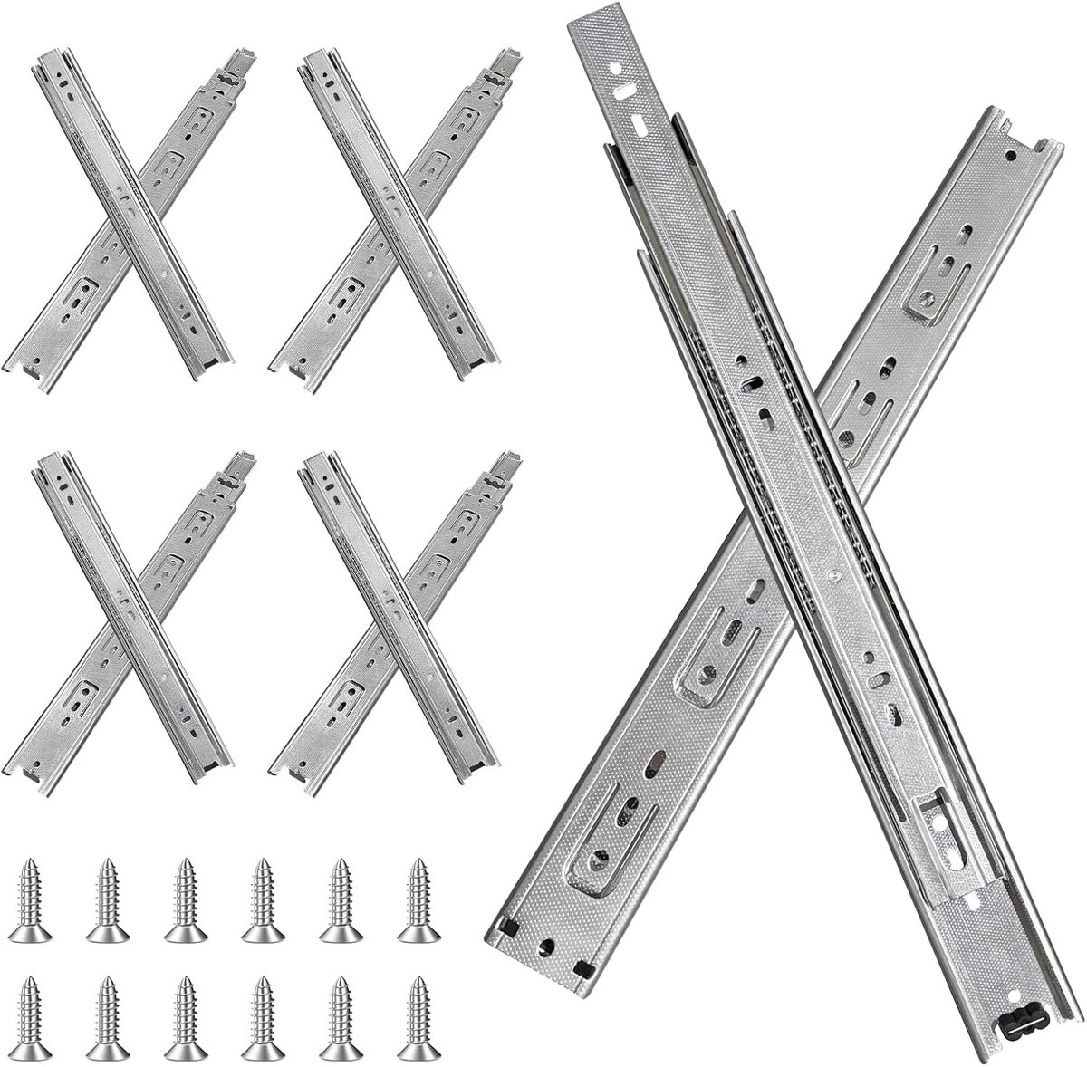 12 inch Lade Slides 4 Paren Kogellager Volledige Uitbreiding Kast Lade Slides 3-voudig, Zijmontage, 100LB Capaciteit Heavy Duty Lade Slide 12"