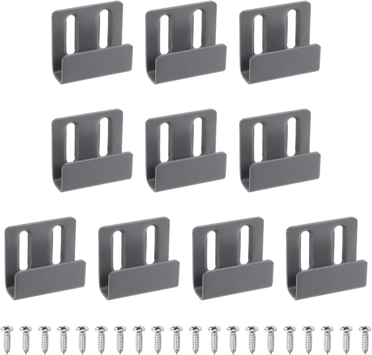 10 stuks haken voor tegels van roestvrij staal, verstelbare wandhouder voor zware lasten, displayhaken voor muur, bevestiging met schroeven, zandgrijs, binnenbreedte 10 mm (3/8 inch)