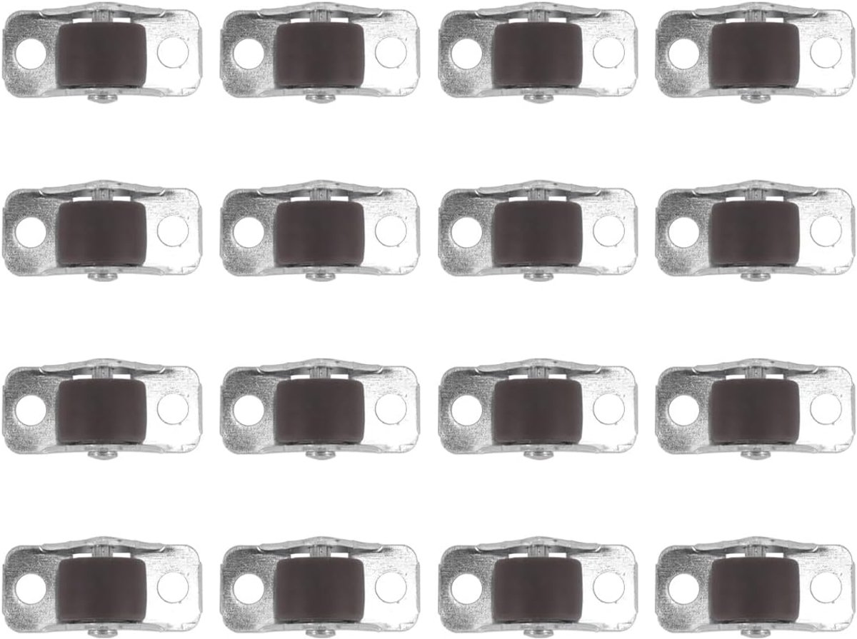 Pak van 16 meubelwielen met stalen bovenkant, stille vaste mini-zwenkwielen voor meubels, kasten, gereedschapskisten en doe-het-zelfprojecten, 1,3 cm klein