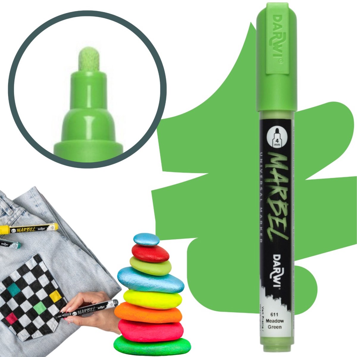 Acrylmarker MARBEL 4mm Weidegroen voor diverse ondergronden