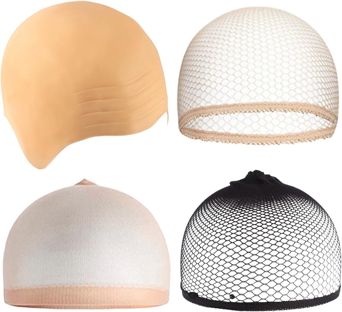 Wig cap latex - Beige - inclusief 3 haarnetten - ideaal voor cosplay - SnelShoppen