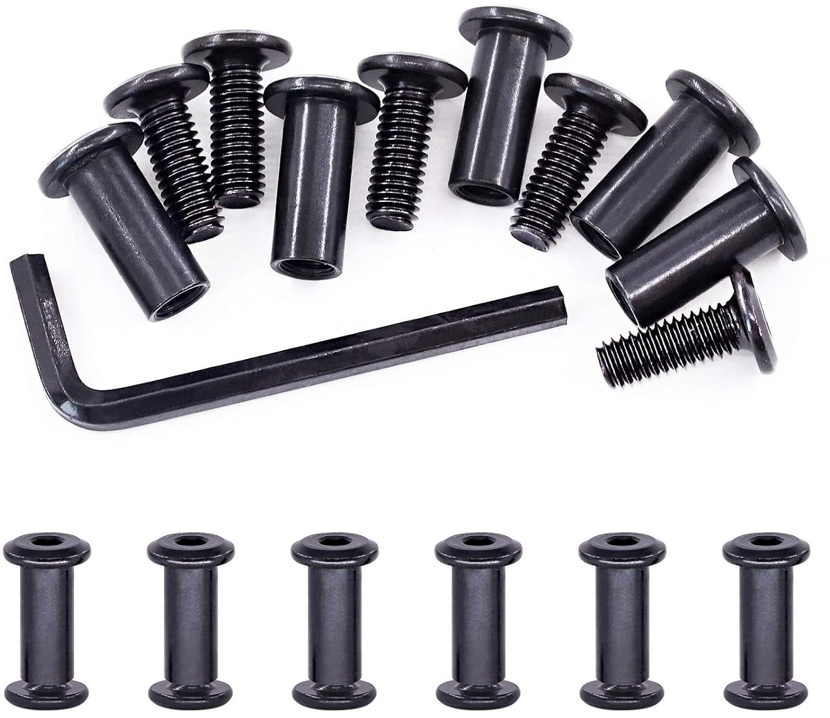 Hexaafdrijfbouten M6x16mm - Carbonstaal - 25-delige set met moeren - Geschikt voor meubel- en leerbinding - SnelShoppen