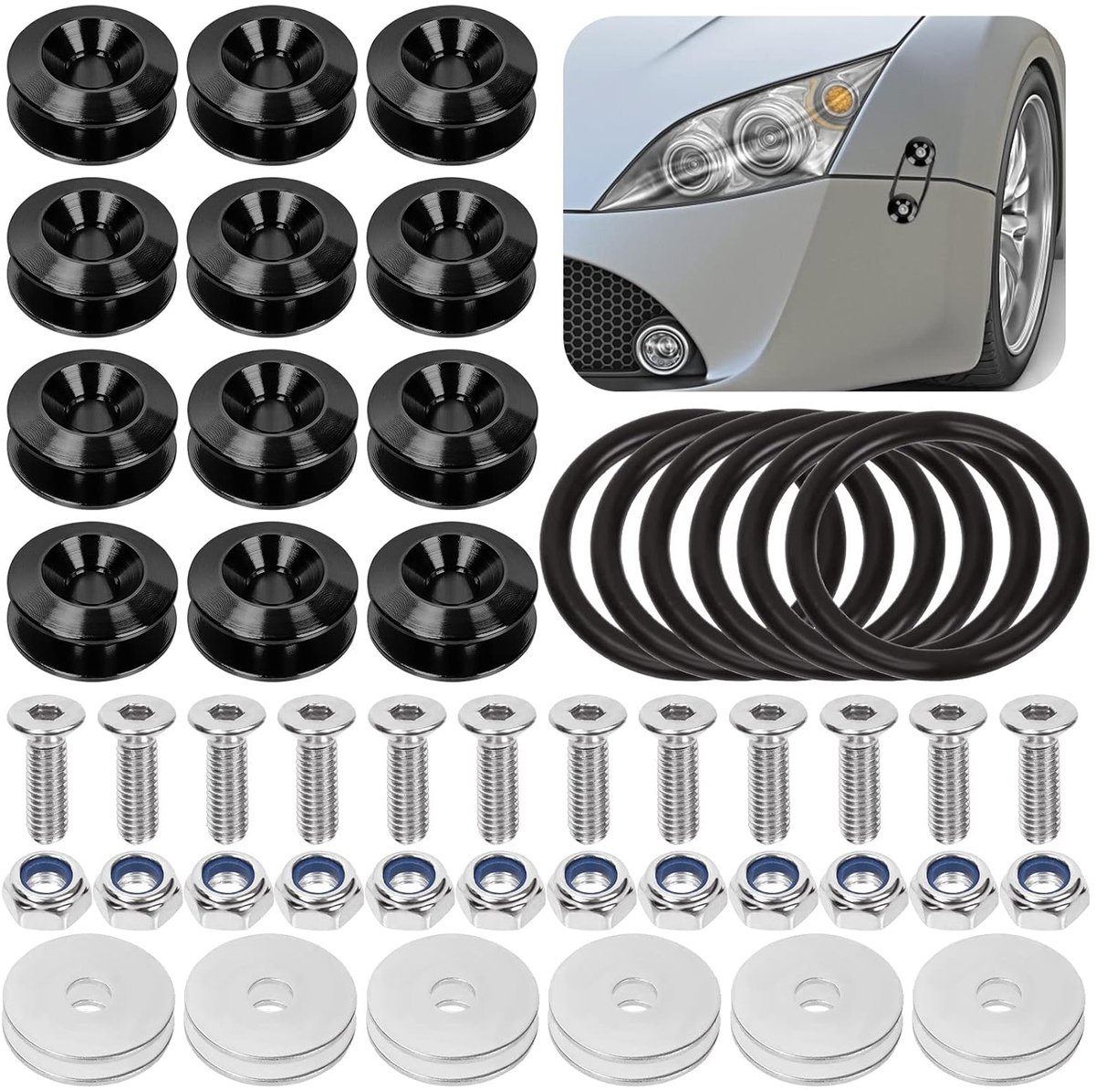 Universele snelontkoppelset voor bumpers - Aluminium 54-delig - Inclusief montagemateriaal - Eenvoudige bevestiging - SnelShoppen