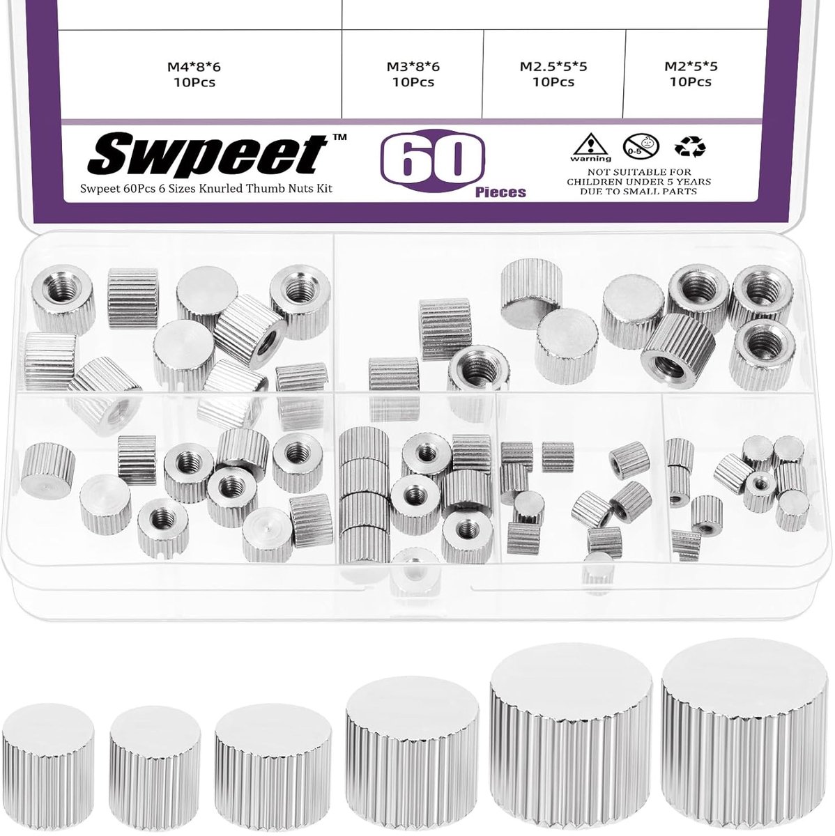 Dopmoeren set 60 stuks - M2 M2.5 M3 M4 M5 M6 - 304 roestvrij staal - Handvast en eenvoudig te gebruiken - SnelShoppen