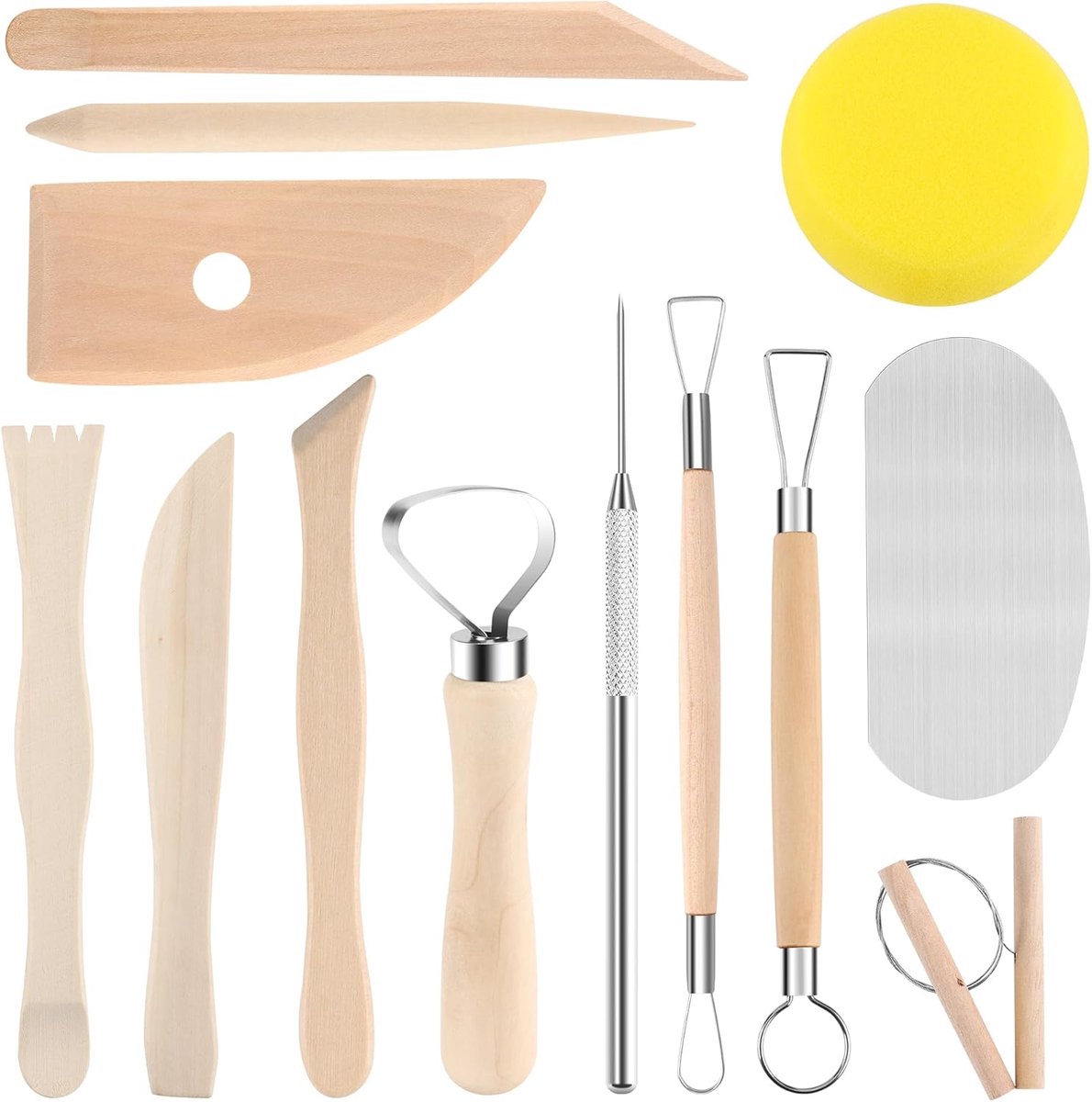 Keramiek gereedschap set 13-delig - hoogwaardige staal en hout - comfortabel in gebruik - ideaal voor hobbyisten - SnelShoppen