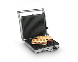 FRITEL Grill GR 2275 - Paninigrill, Tosti-ijzer & BBQ in 1 - Elektrische Grill 29x26 cm - 2000W - Uitneembare Platen - 180° Openklapbaar