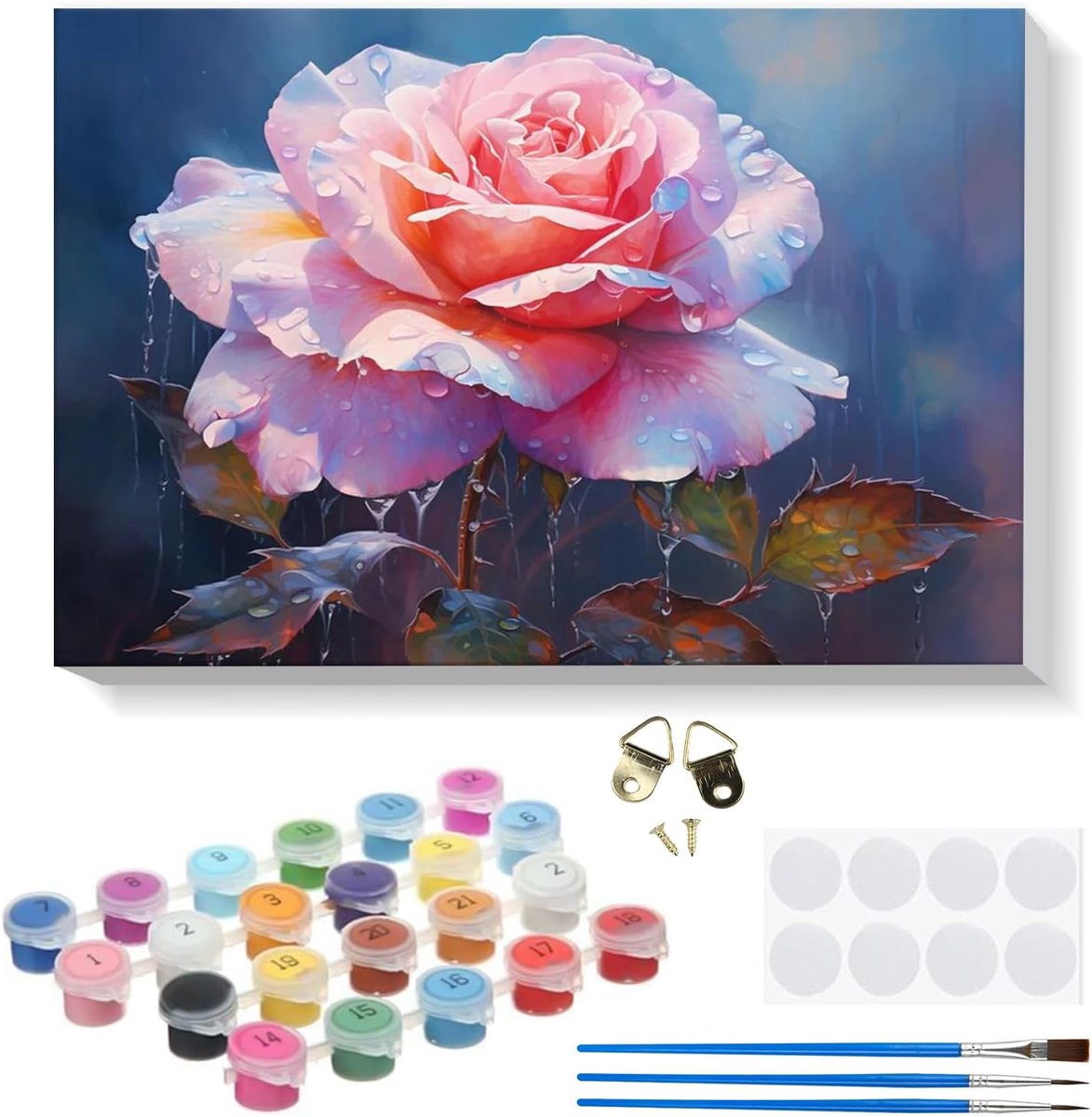 Schilderen op nummer set 20 x 30 cm - houten frame - rozen schilderij - creatieve ontspanning - SnelShoppen