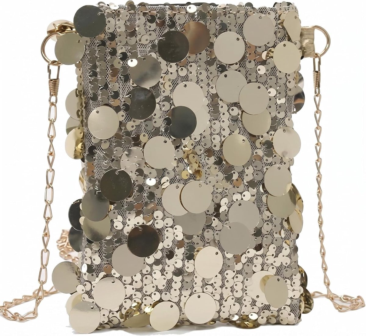Crossbody tas voor dames - Glitter zilver en goud - Met afneembare schouderketting - Perfect voor feesten - SnelShoppen