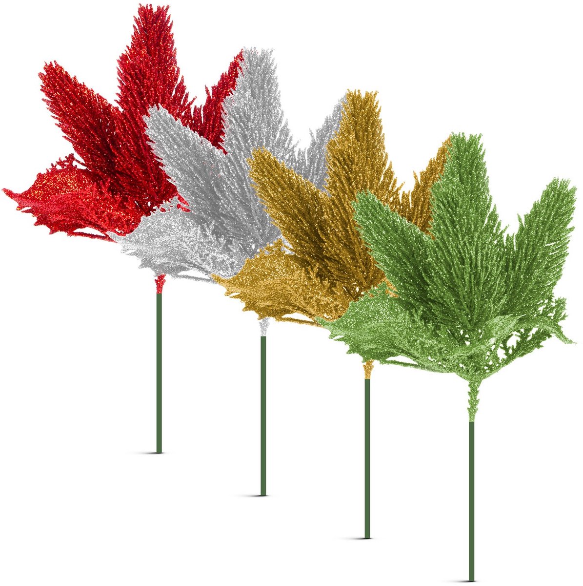 Kerstversiering - goud, zilver, rood, groen - met steker, buigbaar - 8 x 22 cm 1 Stuks [58542]