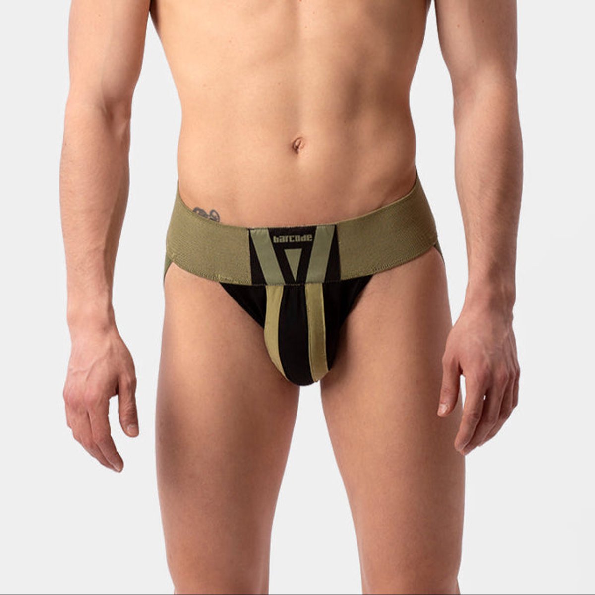 Barcode Berlin Jockstrap Zuri Darkarmy/Black - MAAT L - Heren Ondergoed - Jockstrap voor Man - Mannen Jock