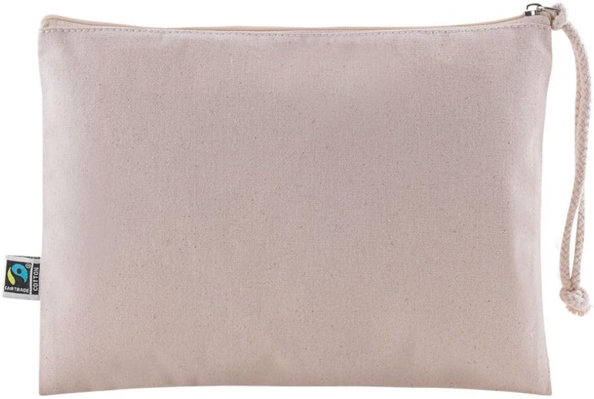 Cosmetic Bag 28 x 20 cm - 100% fair trade katoen - met rits en trekkoord - ideaal voor make-up - ShopVlot