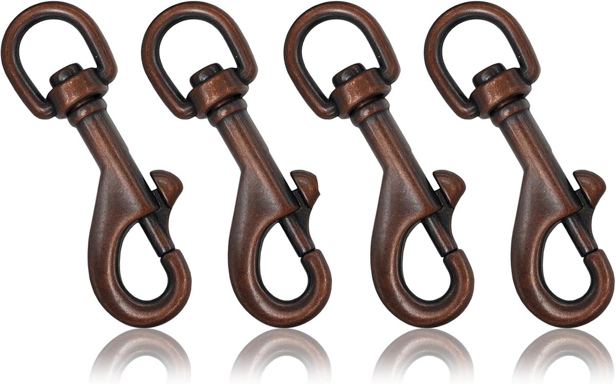 Carabiner haak set van 4 - staal 75 mm - draaikop - ideaal voor hondenriem - ShopVlot