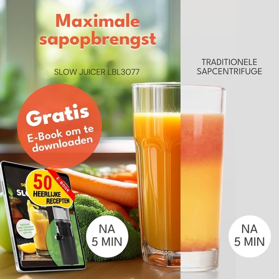 Lìon® Slowjuicer - Cold Press Juicer - Sapmaker voor Groente & Fruit - Zwart - 21cm x 20cm x 44cm van Lion — afbeelding 5