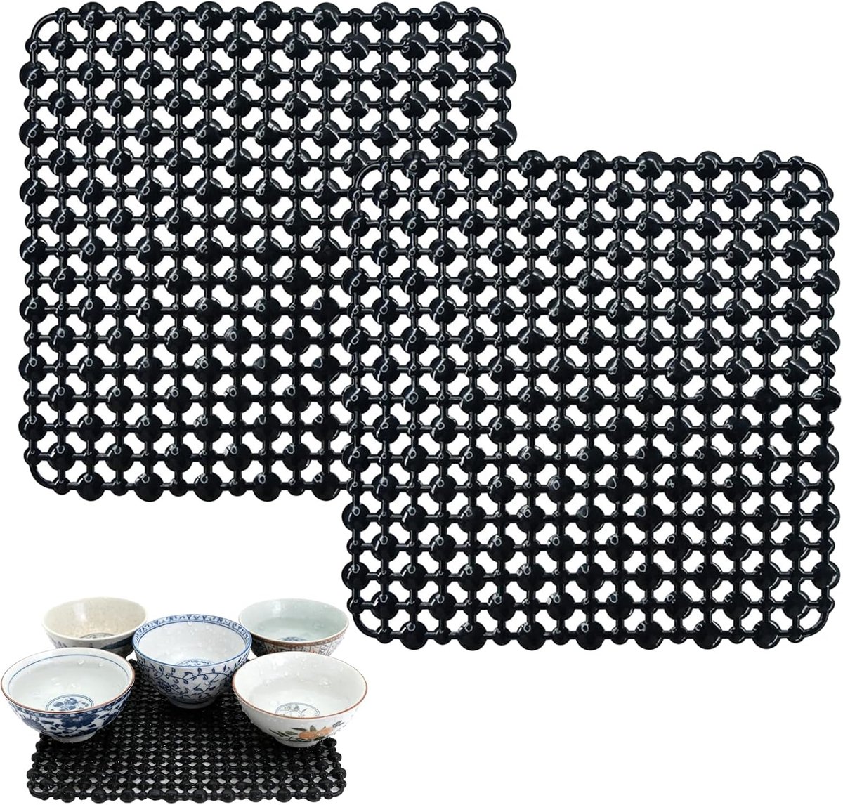 Gootsteenmat 28 x 28 cm - Flexibele afdruipmat - Perfect voor kleine en grote spoelbakken - ShopVlot