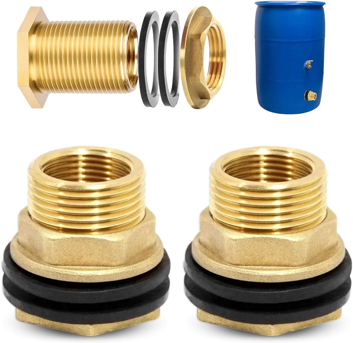 Rainvat aansluiting 3/4 inch - Messing schroefaansluiting - Lekvrij ontwerp - Ideaal voor watertanks - ShopVlot