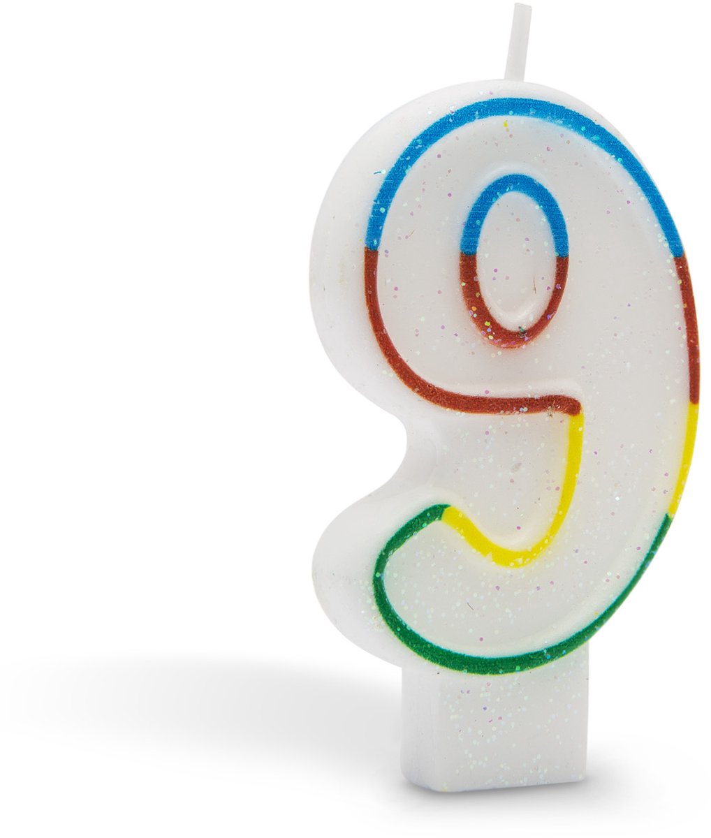 Verjaardagskaars Cijfer 9 voor Taart, Decoratie en Cadeau, 7×4 cm [56105-9]