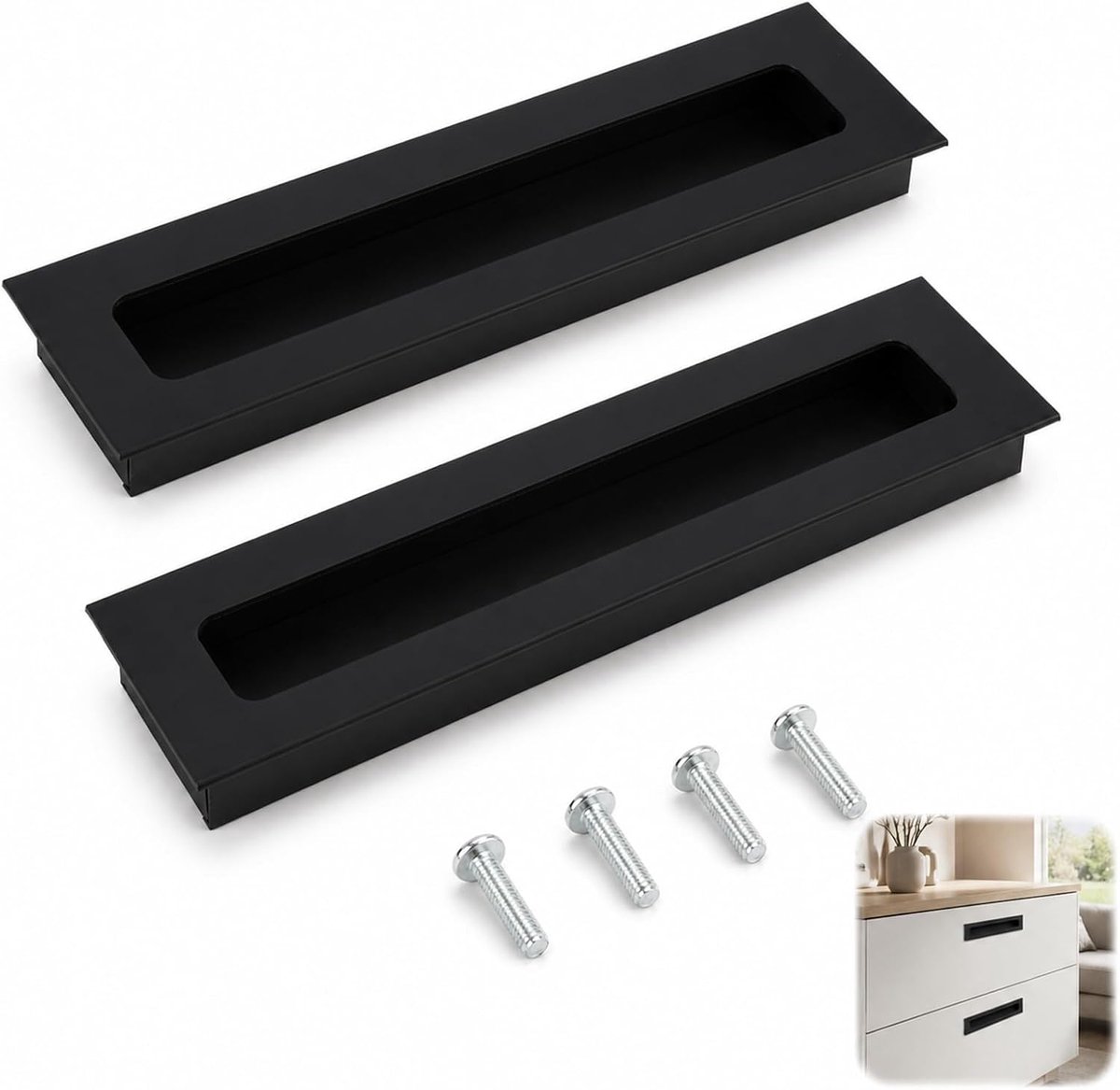 Meubelgrepen 175 x 42 mm - verborgen greepschelpen - zwart - ideaal voor schuifdeuren - ShopVlot