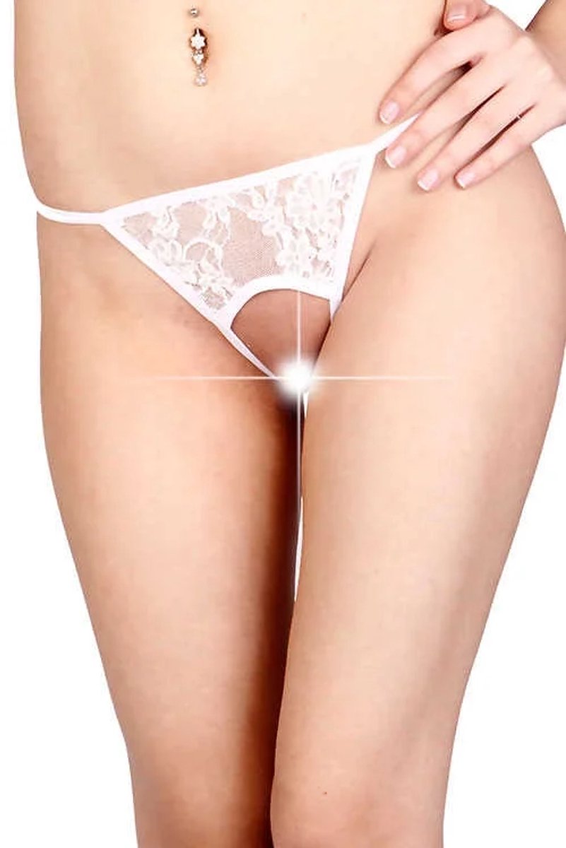 Witte String Slip met Bloempatroon - Elastische Damesondergoed in Comfortabele Pasvorm voor Dagelijks Dragen - Maten S tot 3XL