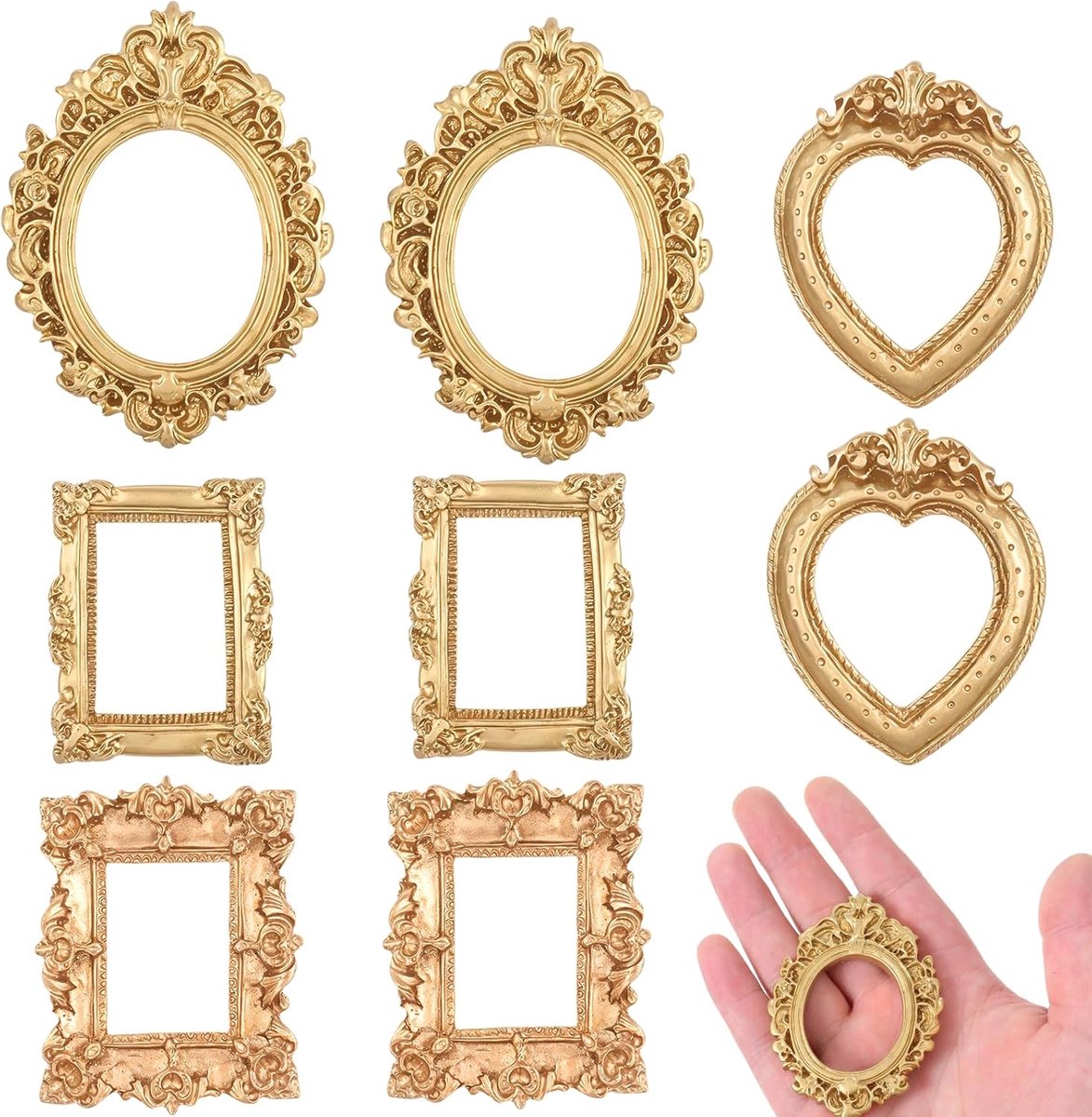 miniatuurfotolijsten 8 stuks - goud - vintage stijl - perfecte decoratie voor foto's - ShopVlot