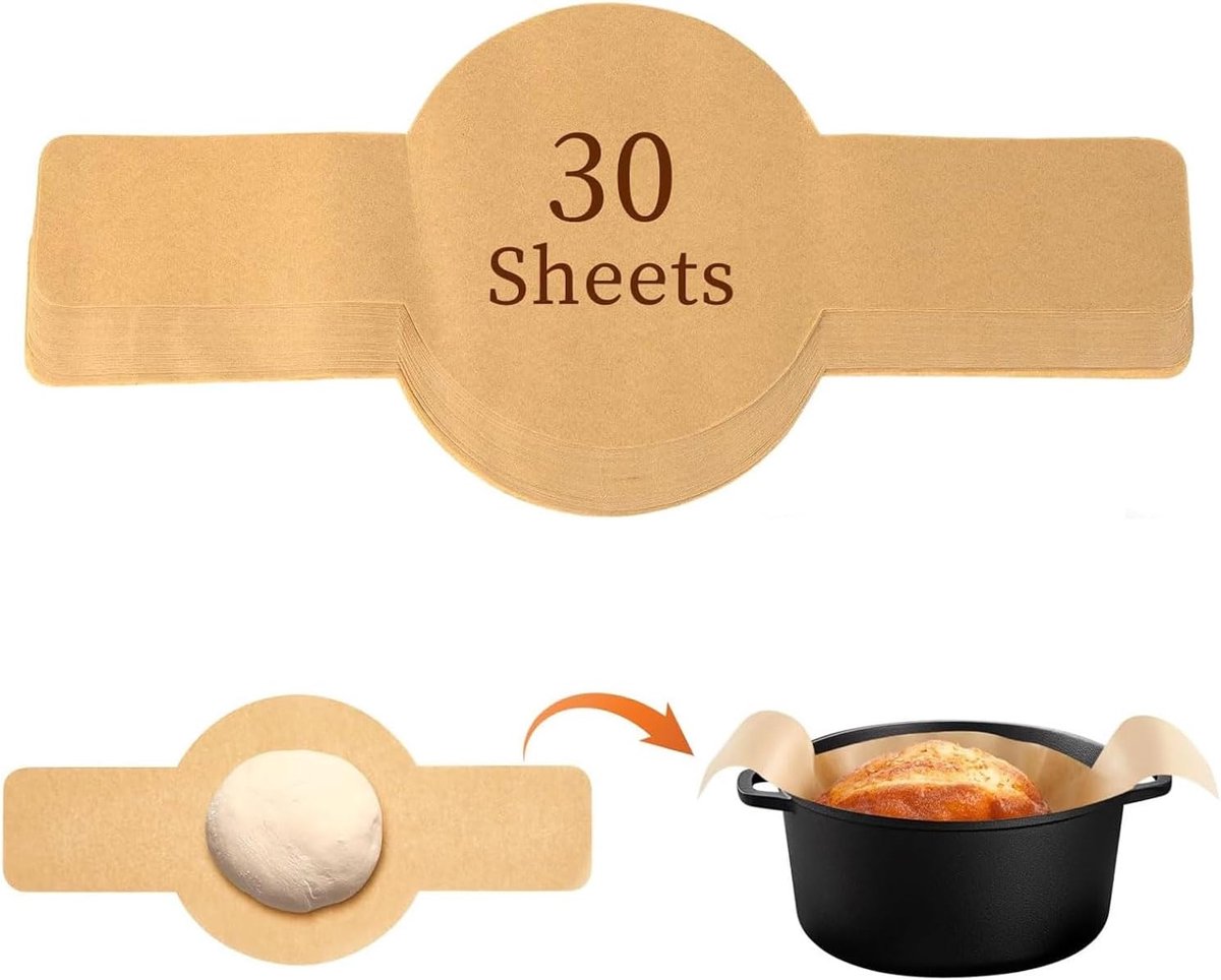 Bakmat voor brood - 30 stuks zuurdesem bakslings - wegwerp bakpapier met handgrepen - ShopVlot