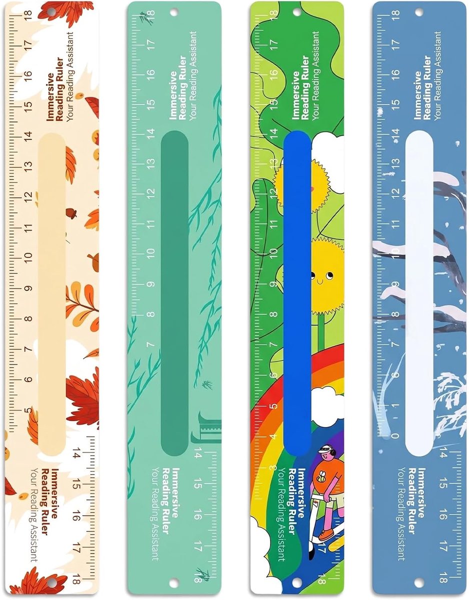 Leesstrips 18 cm - Bladwijzers met liniaal - Hulp bij concentratie - Verbeter visuele focus voor studenten - ShopVlot