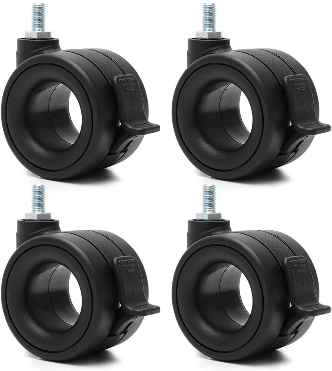 Zware wielen set van 4 - met rem - M8 draad - voor meubels en zware lasten - ShopVlot