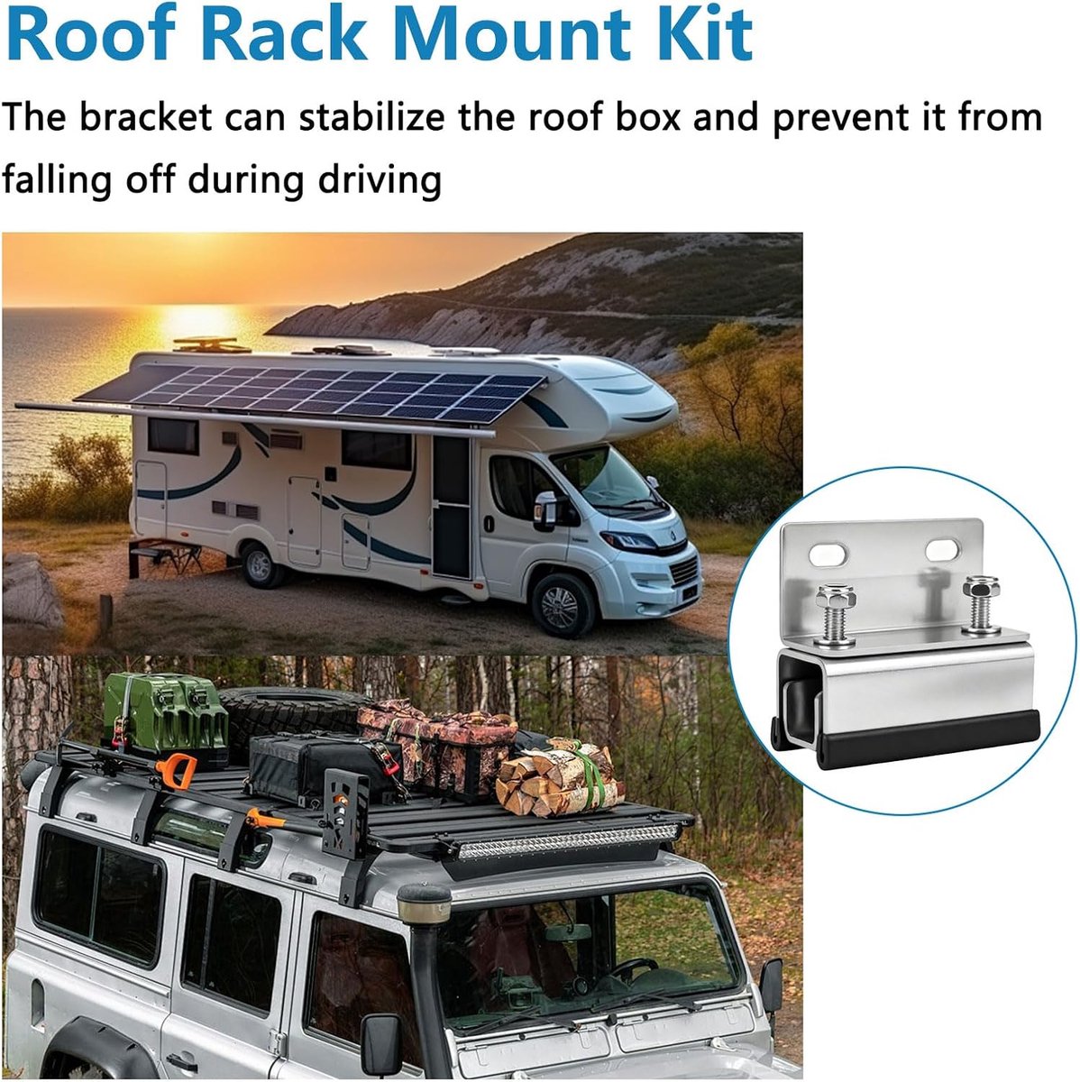 Dakkoffer montage set - 6-delig - 304 RVS beugels - Perfect voor bus en camper - ShopVlot