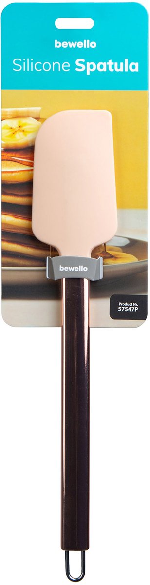 Siliconen spatel met roestvrijstalen handvat - perzik - 29 x 5,2 x 1 cm 1 Stuks [57547P]