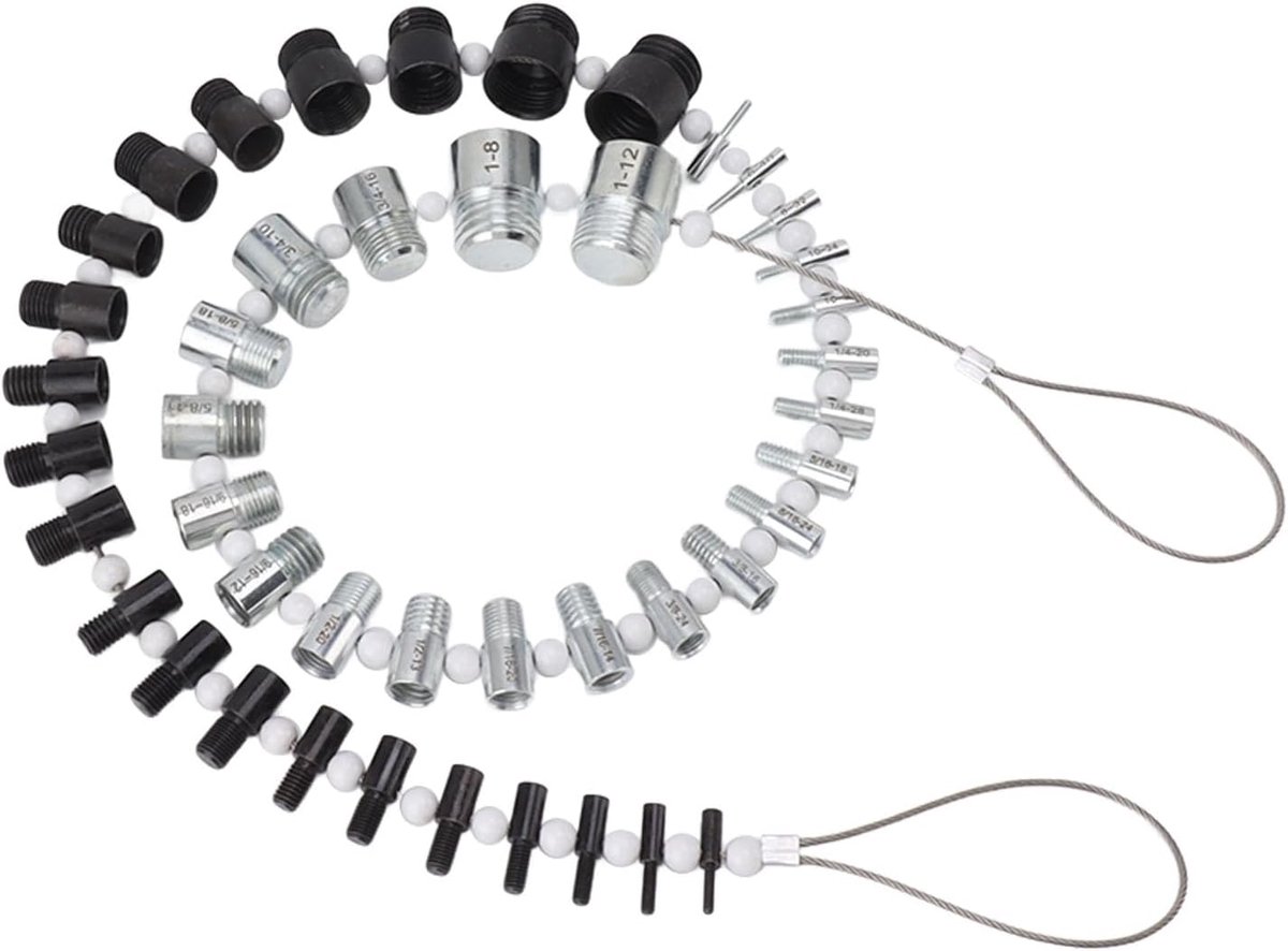 Draadcontrolemeter - 44 maten - metalen uitvoering - nauwkeurige identificatie van schroefdraad - ShopVlot