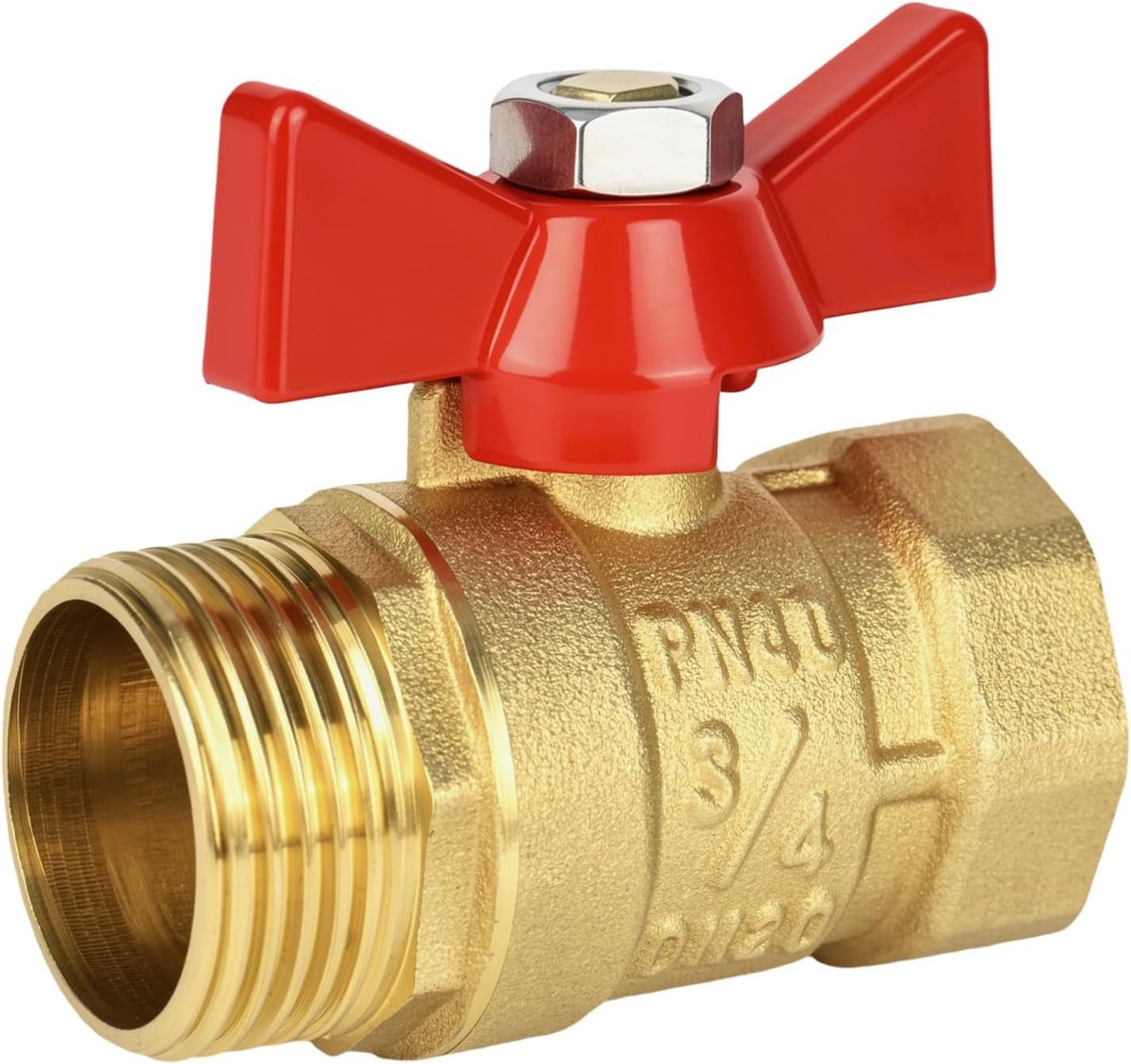 Kogelklep 3/4 inch - Messing met rode hendel - Volledig doorgang DN20 PN40 - Ideaal voor waterleidingen - ShopVlot