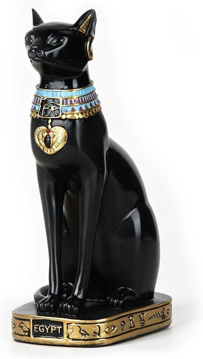 Egyptische kat beeld - zwarte kat beeldhouwwerk - hoogwaardige hars - perfect voor thuis of kantoor - ShopVlot