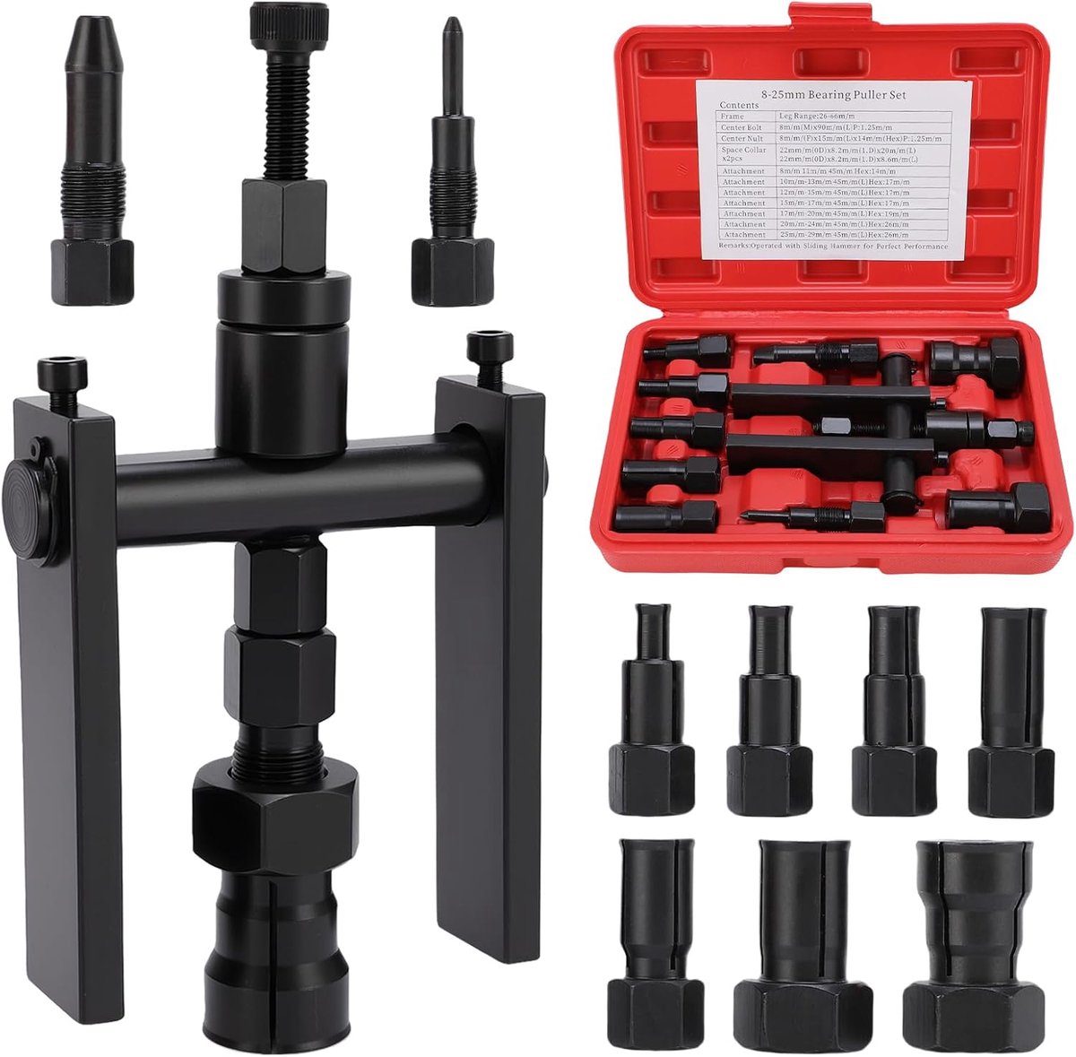 Motorfiets binnenlager trekker set 10-delig - 8-25 mm - voor binnenlagers - ideaal voor motor- en fiets toepassingen - ShopVlot