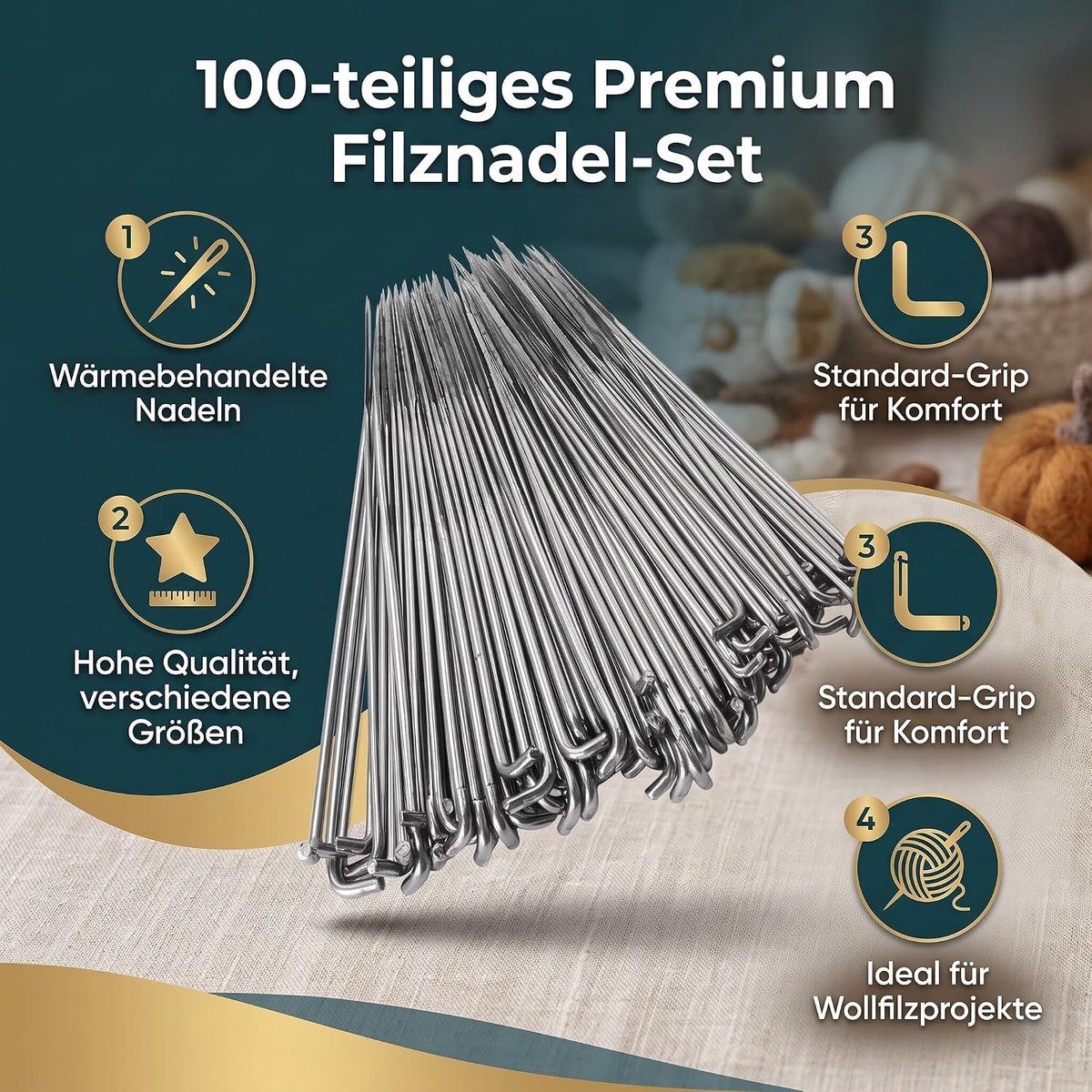 Viltnaalden set 100 stuks - 3 maten - voor wolvilt maken - veelzijdige naalden voor creatief gebruik - ShopVlot