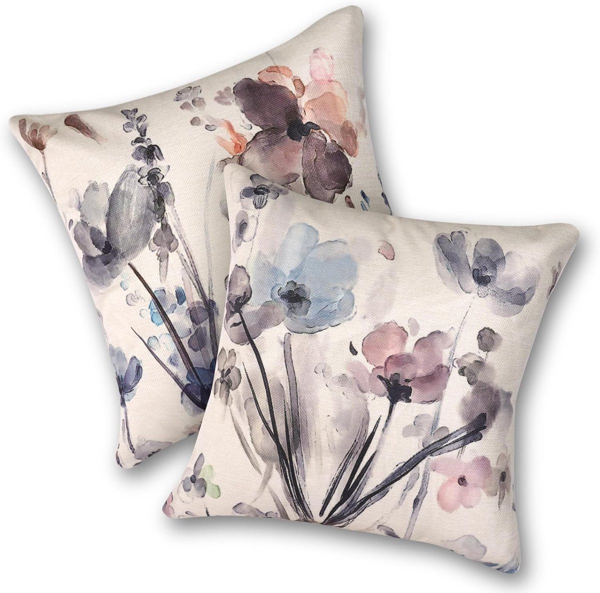 Kussenslopen 40x40cm - Linnen - Moderne abstracte bloemen - Perfect voor woonkamer - ShopVlot