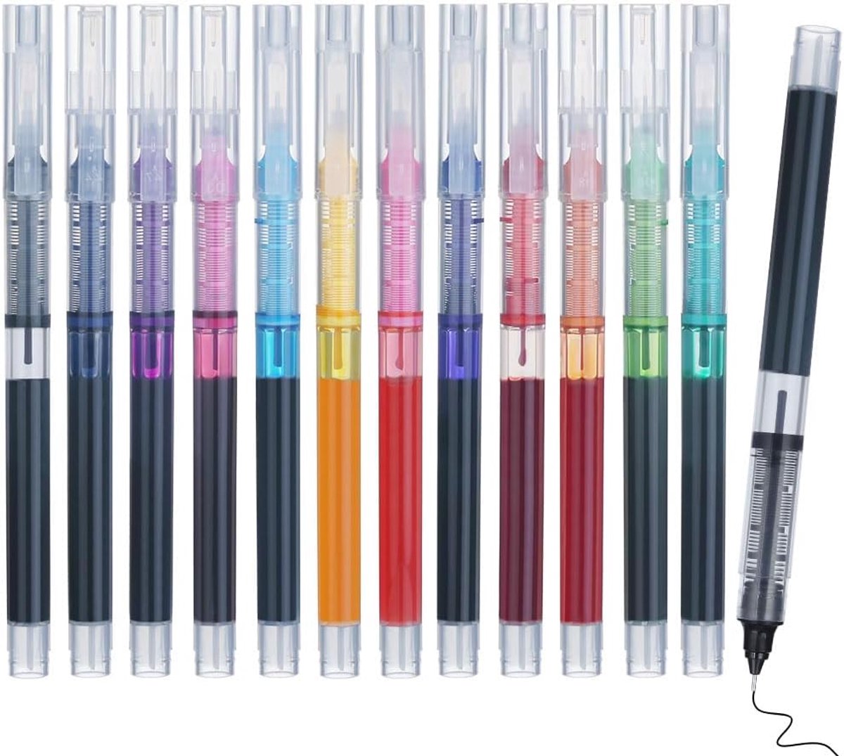 Balpennen set van 12 - 0,5 mm fijne punt - vloeibare inkt - soepel schrijven voor kantoor en school - ShopVlot