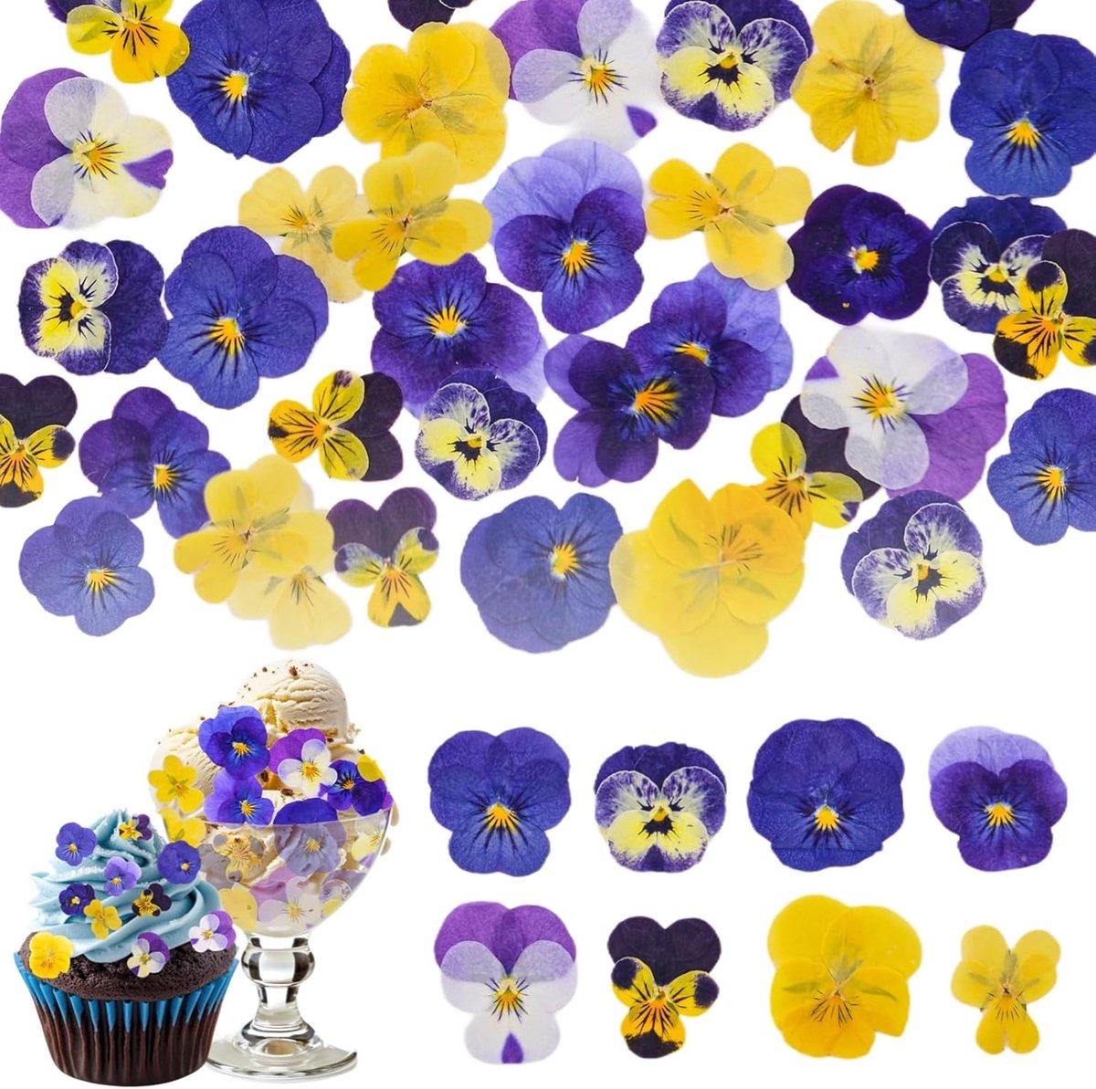 Edible flowers 80 stuks - natuurlijk gedroogd - tricolore mix - perfect voor taartdecoratie - ShopVlot