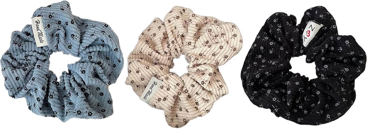 Haarscrunchies 3 Stuks - Zachte Corduroy - Duurzaam en kleurvast - Ideaal voor elke haarstijl - ShopVlot