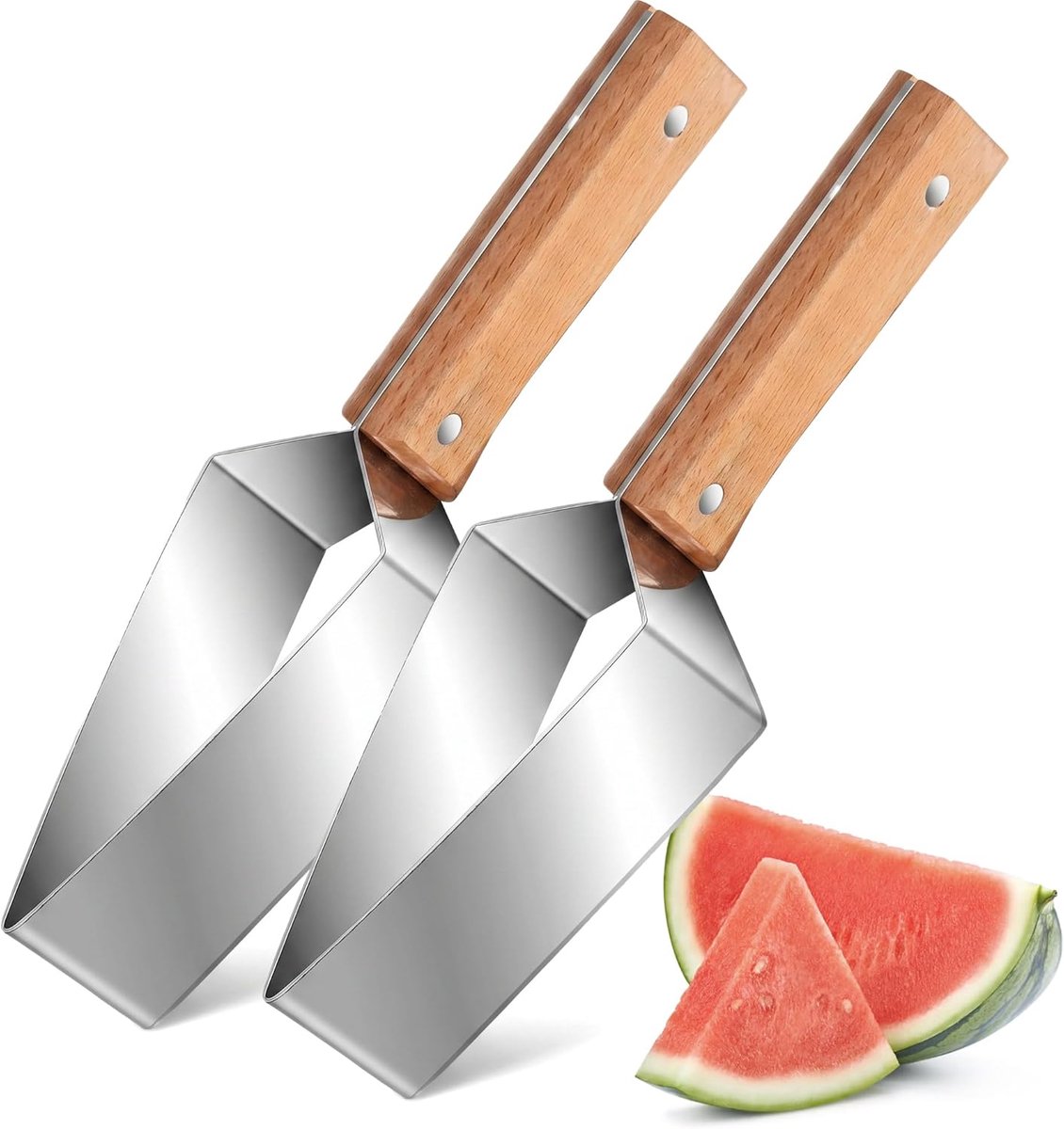 Watermeloenmes set van 2 - ergonomisch handvat - roestvrij staal - ideaal voor het snijden van fruit - ShopVlot