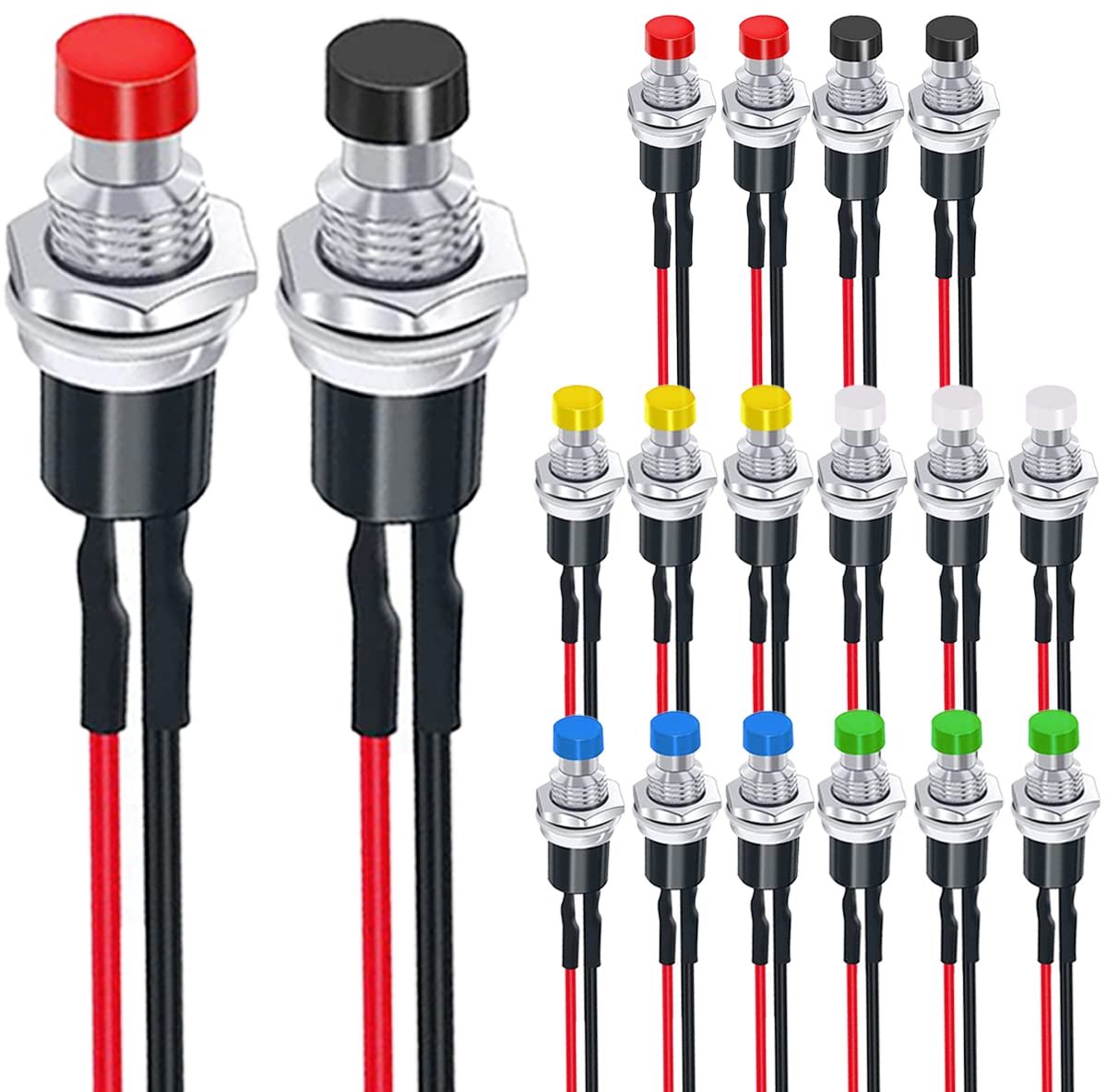 Push Button Switch 18pcs 7mm - 2 Pin SPST - 6 Kleuren - Ideaal voor Elektronische Projecten - ShopVlot