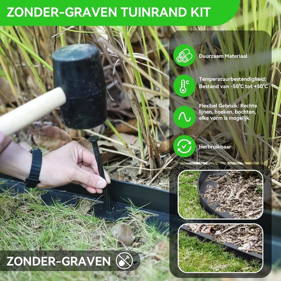 Landschapsafscheiding 2" Hoog - 40 ft. Kunststof - Flexibel en duurzaam - Ideaal voor tuin en bloembedden - ShopVlot — afbeelding 3