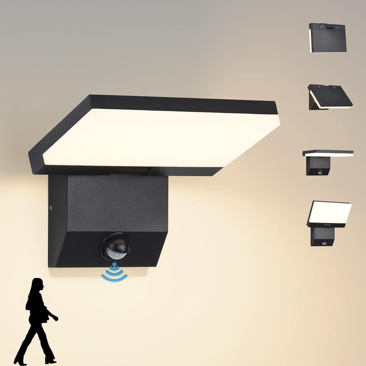 Buitenlamp met Bewegingssensor 24 W - IP54 Waterdicht - 3000 K Warm Wit - Tuinverlichting met 90 Graden Rotatie - ShopVlot