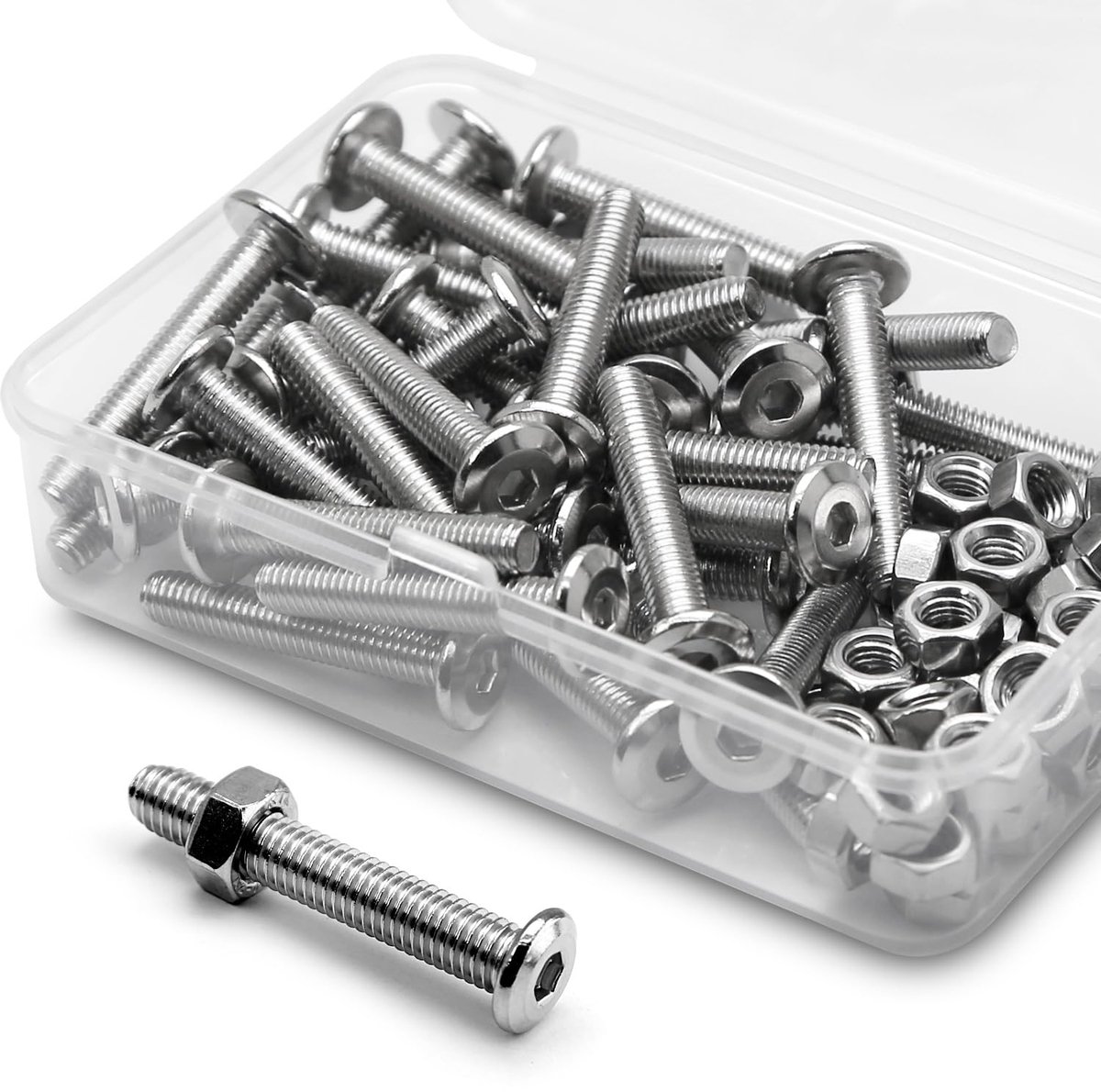 M5 x 20mm Hex Socket Schroeven Set - 304 RVS - Plat Hoofd - Voor Meubelverbindingen - ShopVlot
