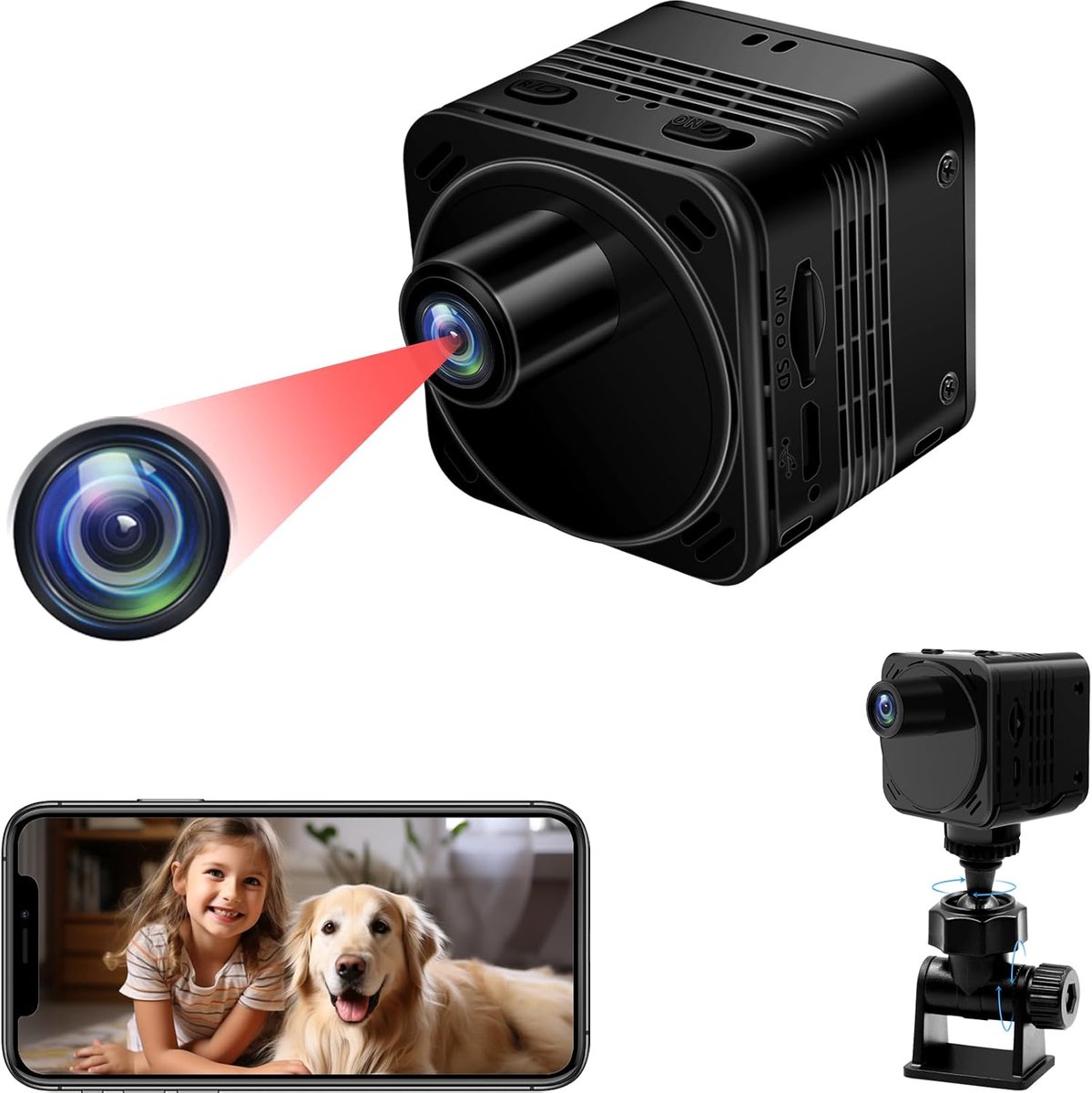 Kleine camera 4K - 160° groothoek - nachtzicht - bewegingsdetectie - ShopVlot