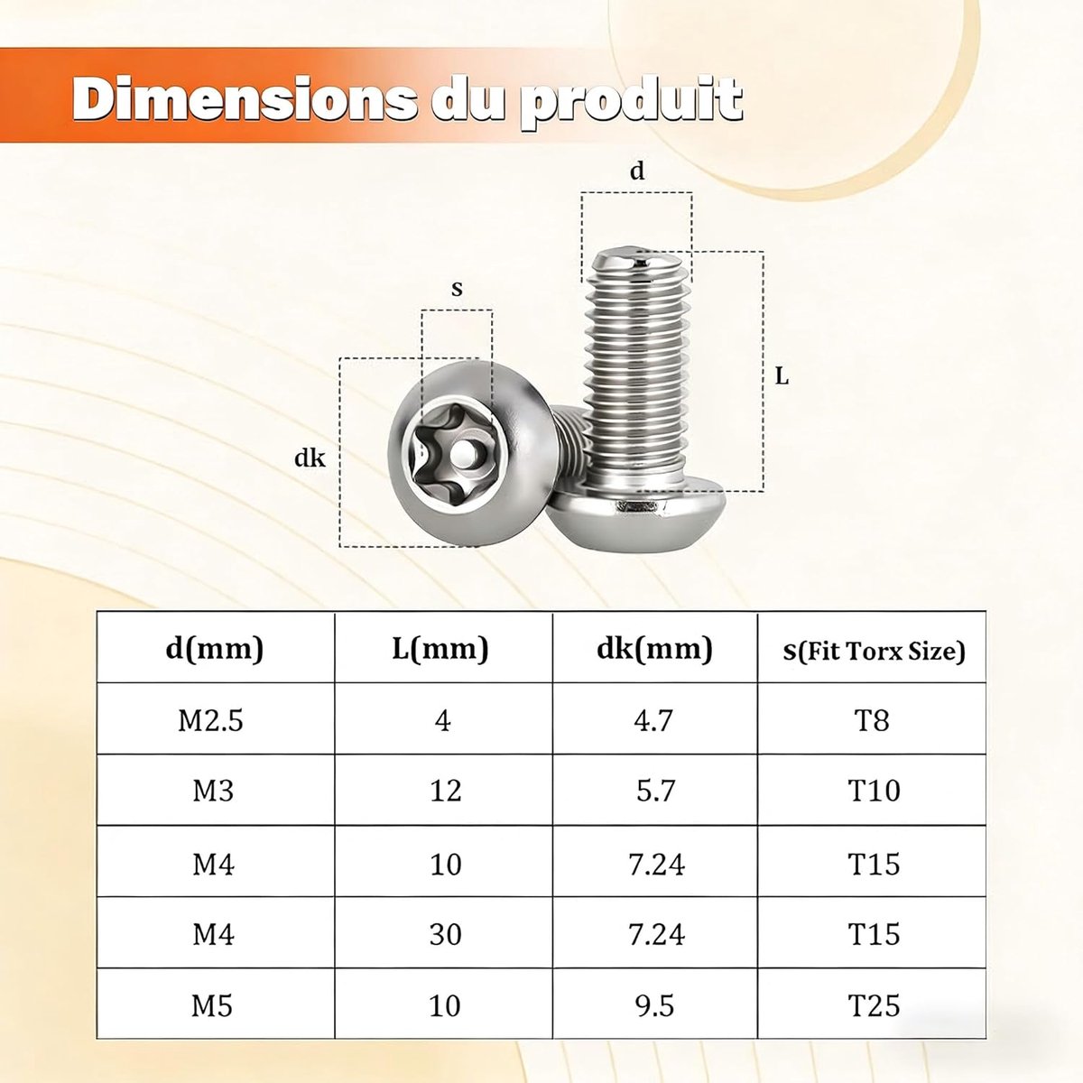 Torx-veiligheidsschroeven M2,5/3/4/5 mm - roestvrij staal 304 - platte kop - anti-demontagebeveiliging - ShopVlot