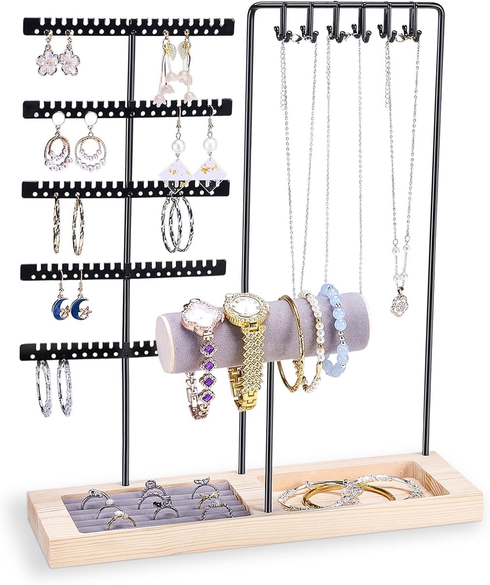 juwelenstandaard met meerdere niveaus - houten design - elegant en praktisch - perfect voor organisatie - ShopVlot