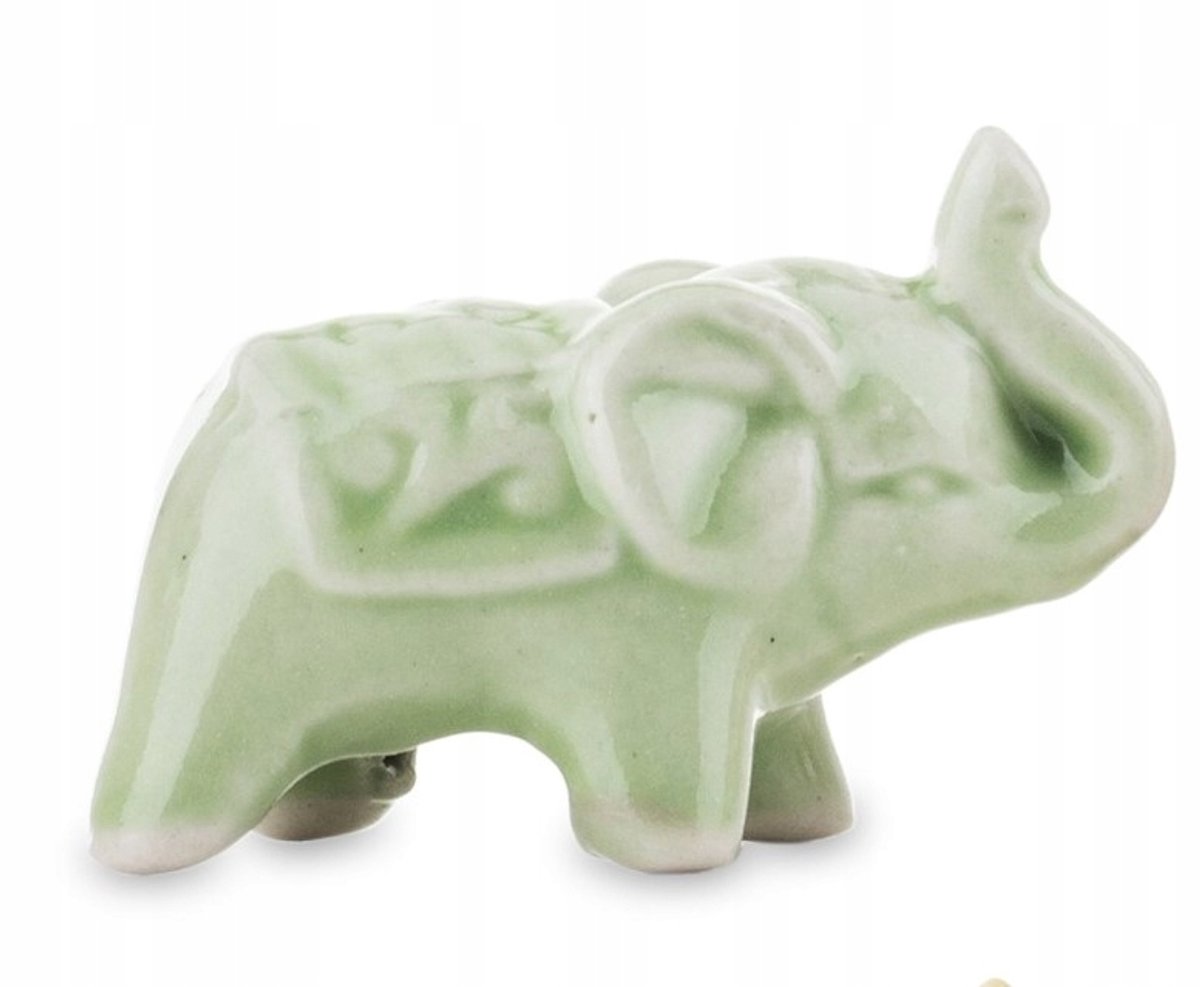 Mini Keramiek Olifantje - Groen - Gelukssymbool
