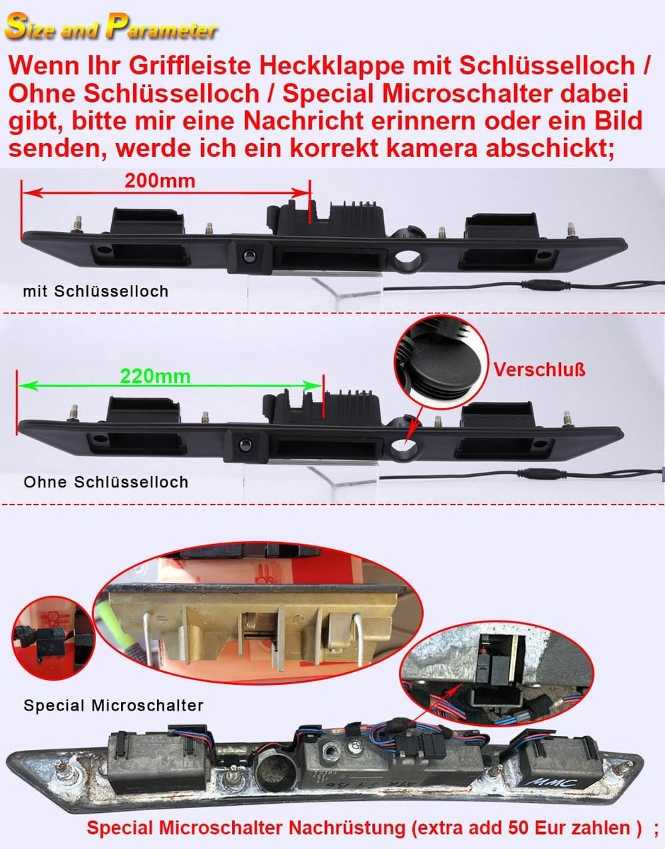 Achteruitkijkcamera HD - 170 graden groothoek - Waterproof - Voor Audi A4 A3 A6 S3 S6 A5 Q7 - ShopVlot